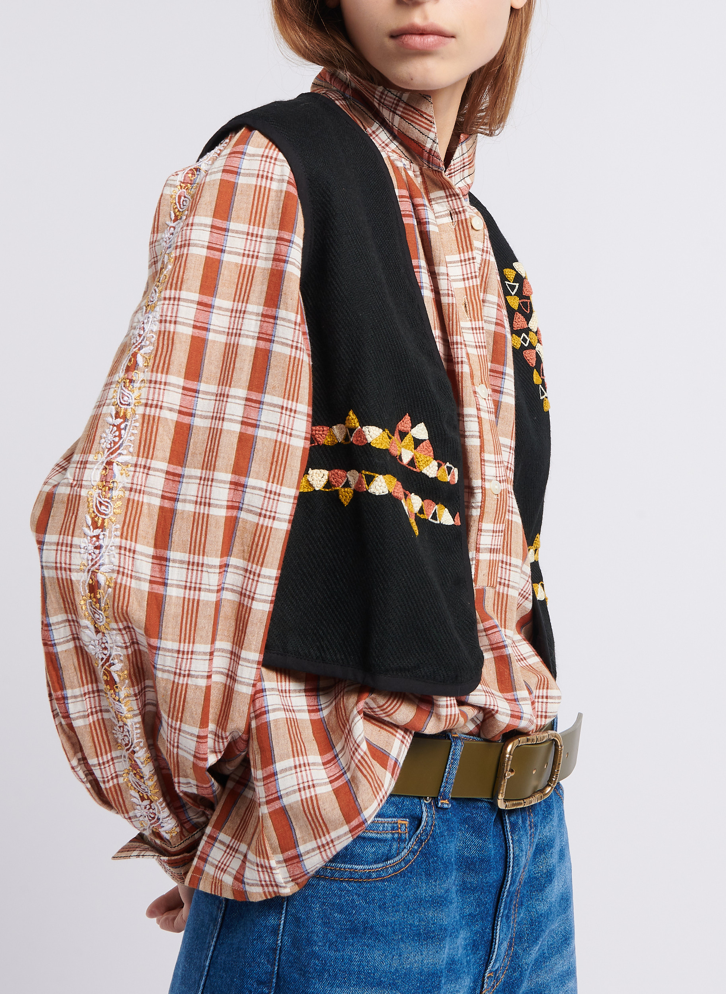 Kurzer Bolero aus bestickter Wolle V DE VINSTER Schwarz