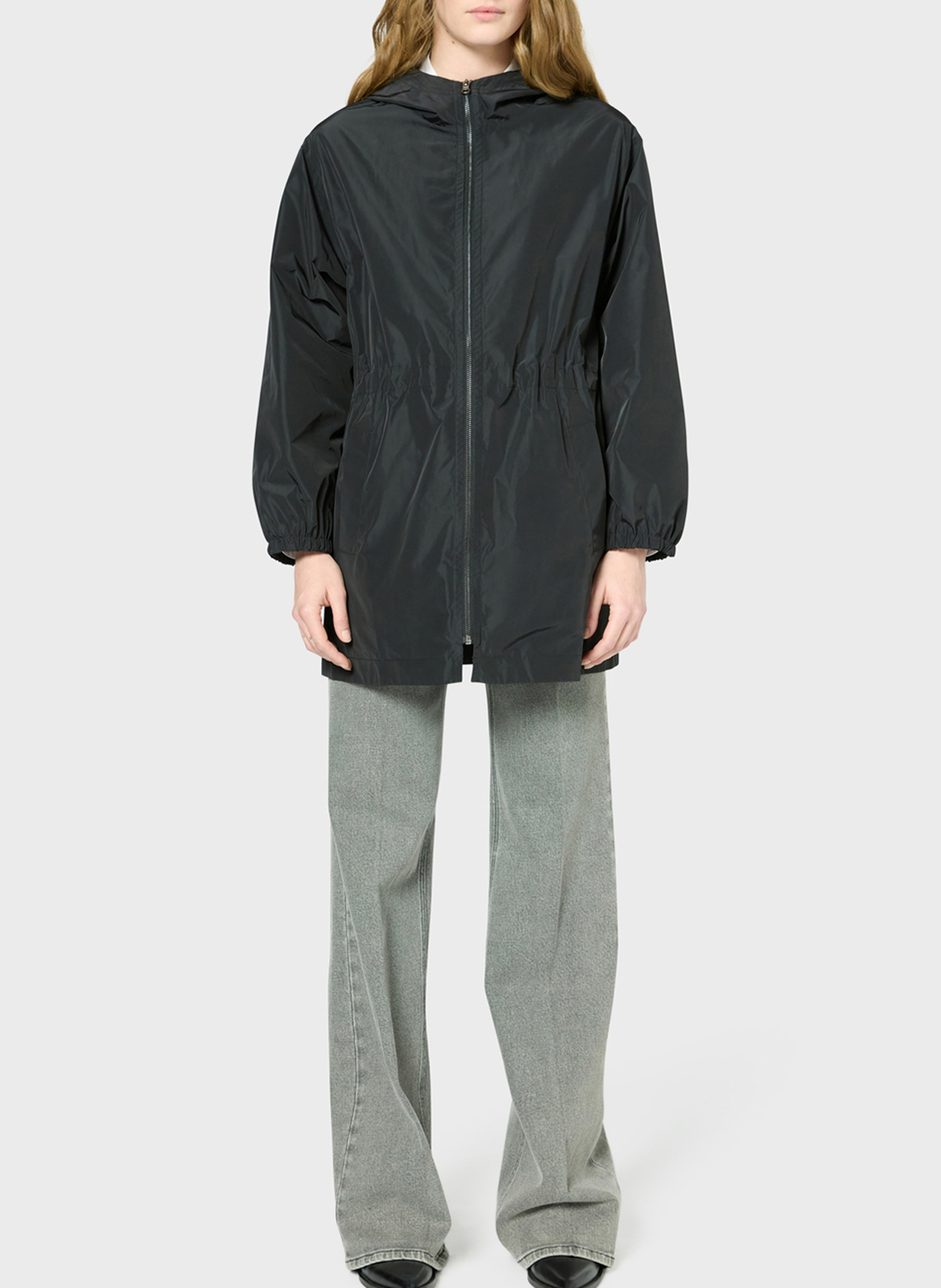 Veste droite à capuche Noir