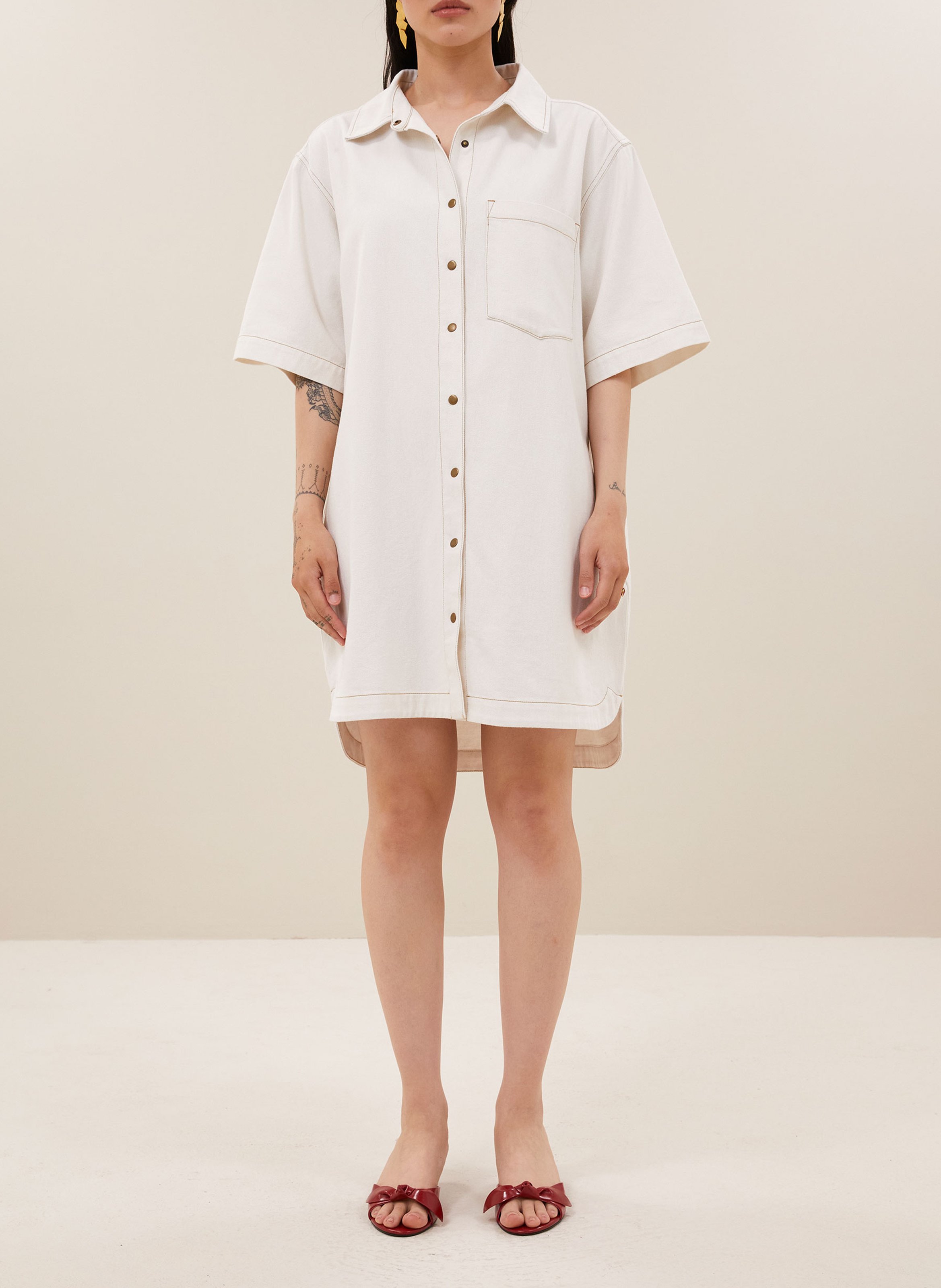 Robe ample en coton BY BAR Blanc