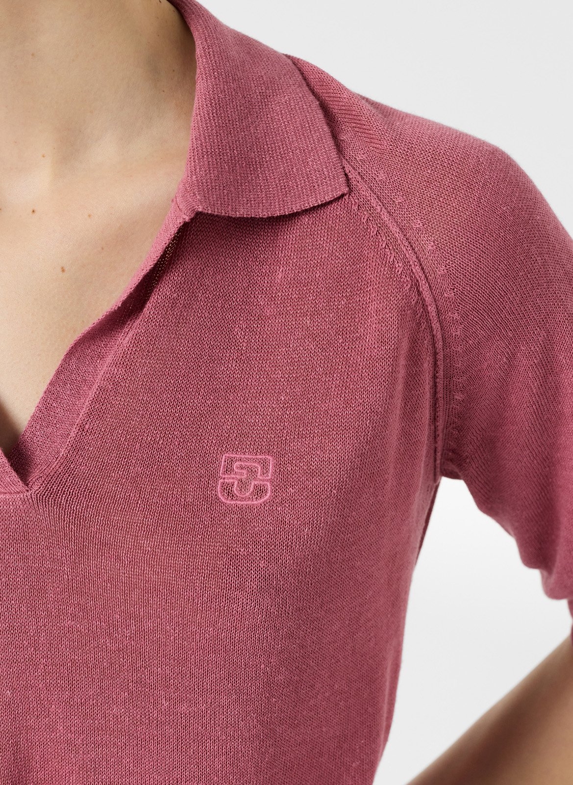 Gebreide polo van gemengd linnen GERARD DAREL Roze