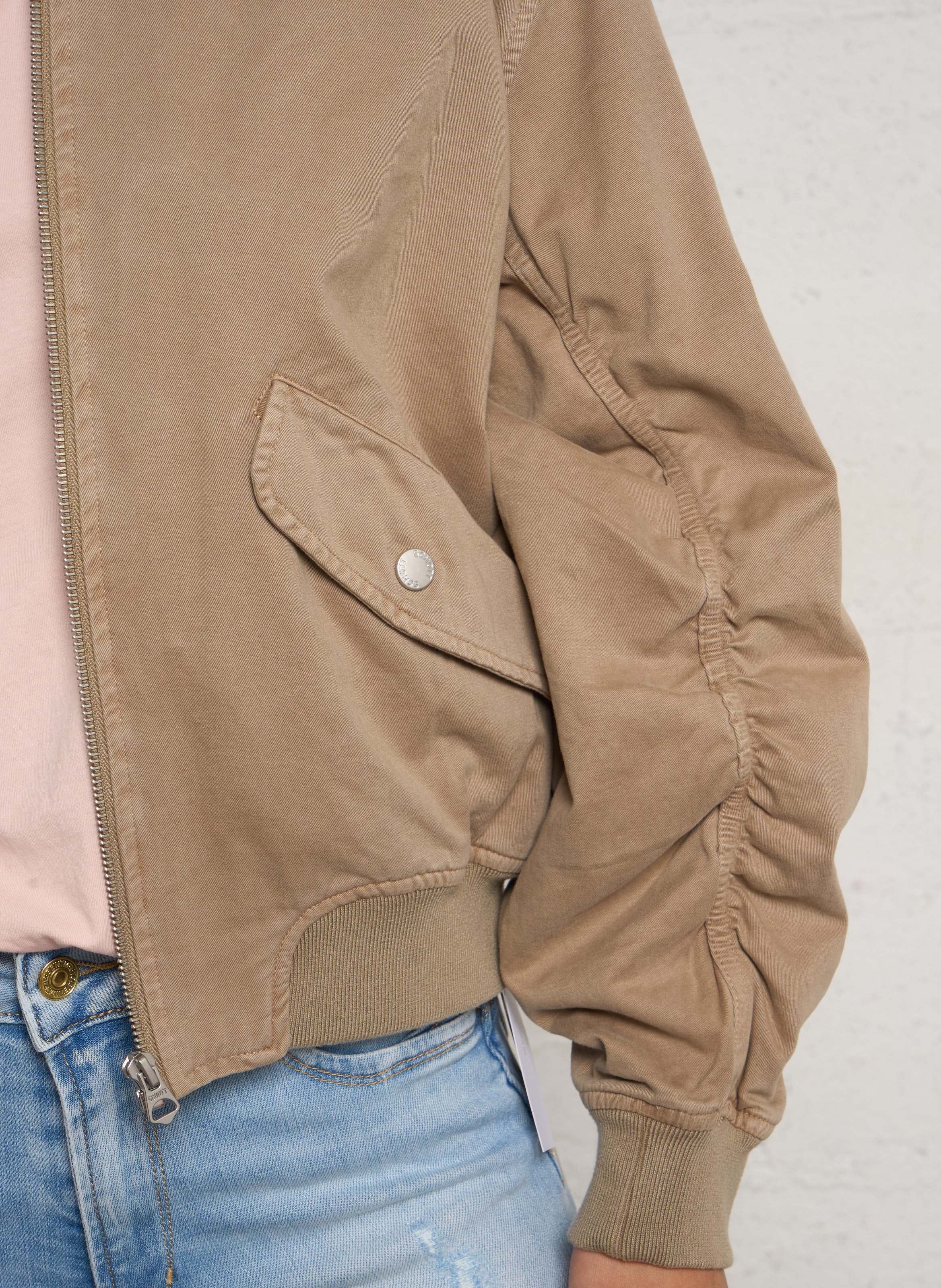 Oversized cotton teddy collar jacket SCHOTT Beige