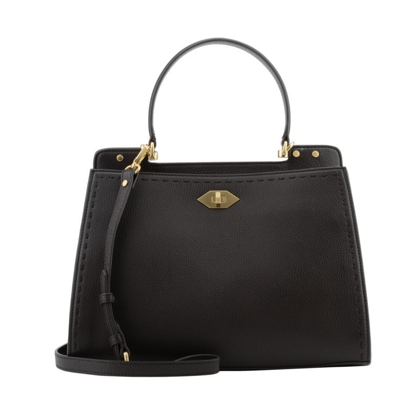 Calfskin leather handbag POURCHET Brown