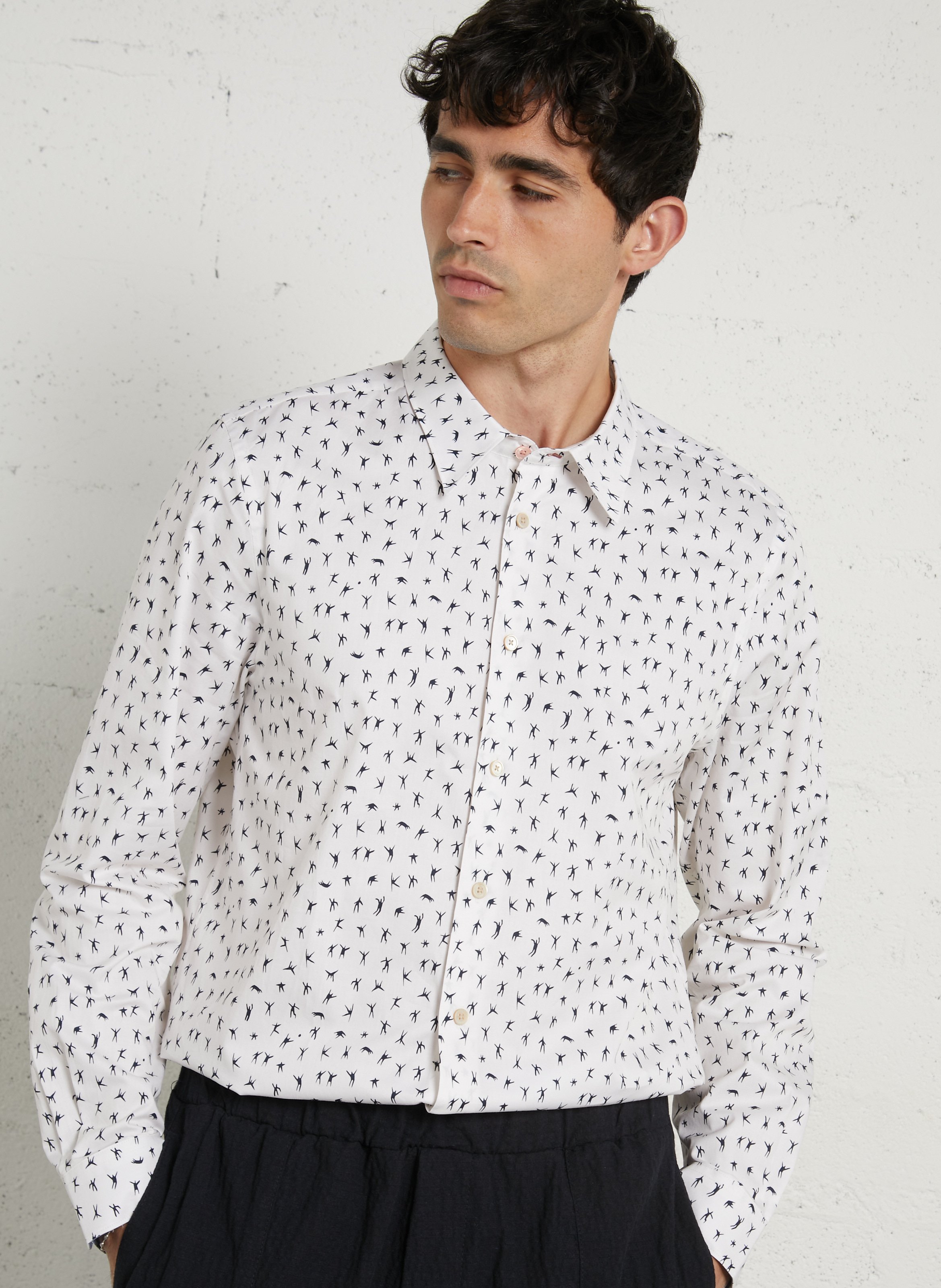 Camisa de algodón recta estampada PAUL SMITH Blanco