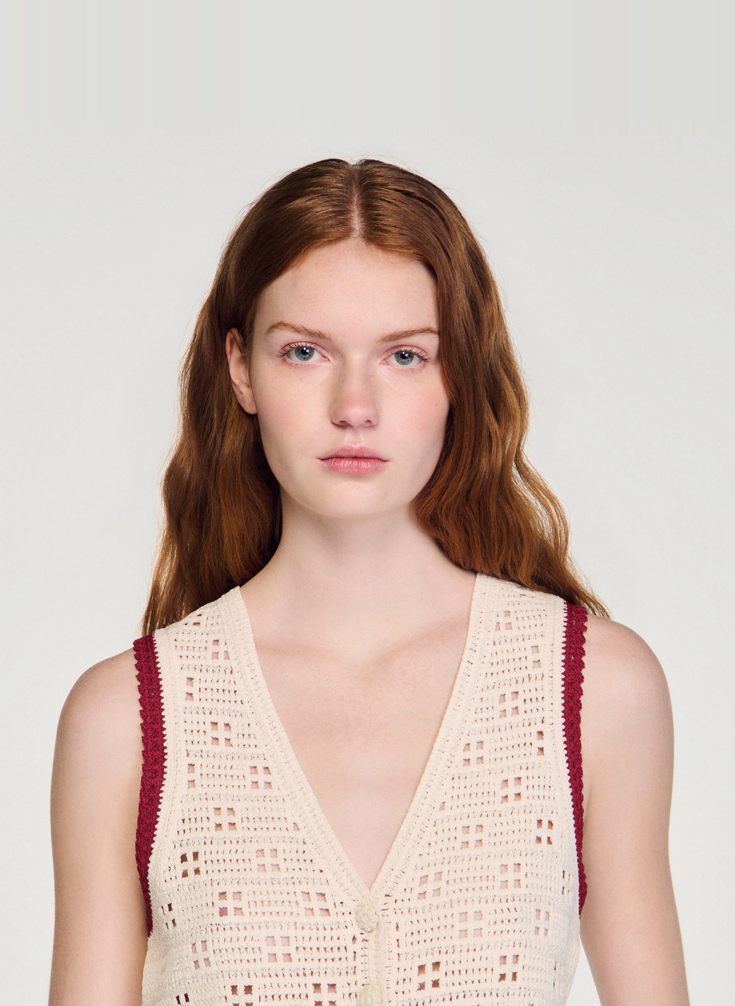 V-neck top SANDRO Beige