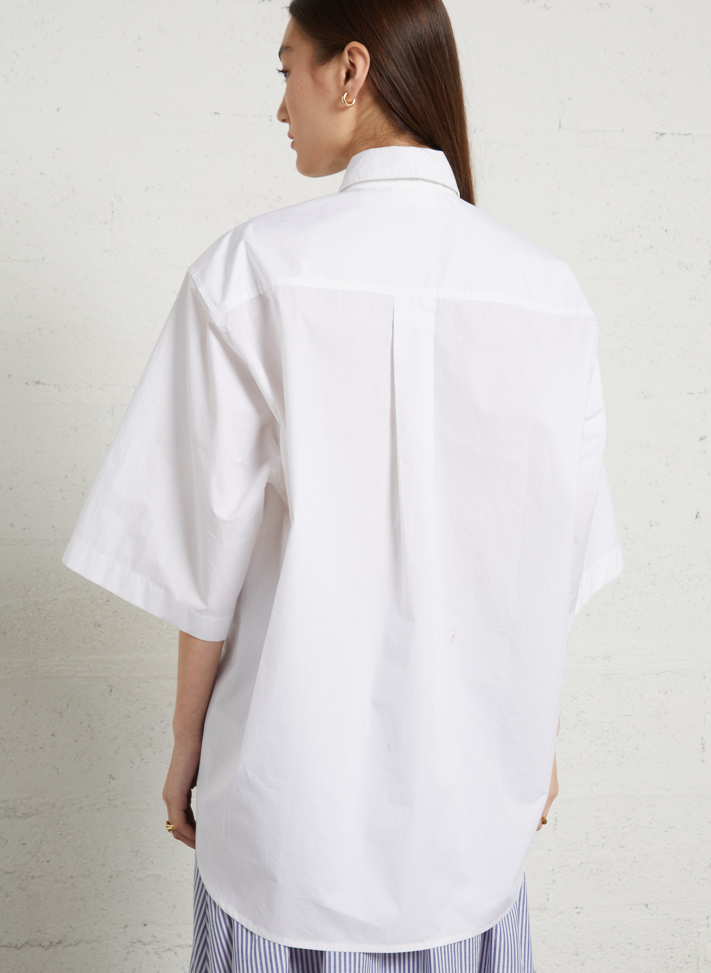 Oversized short-sleeve solid shirt RAE ANTWERP White