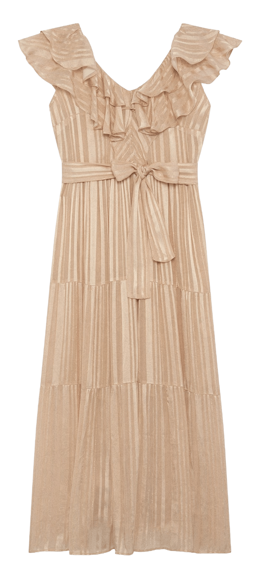 Striped ruffled maxi dress PABLO Beige