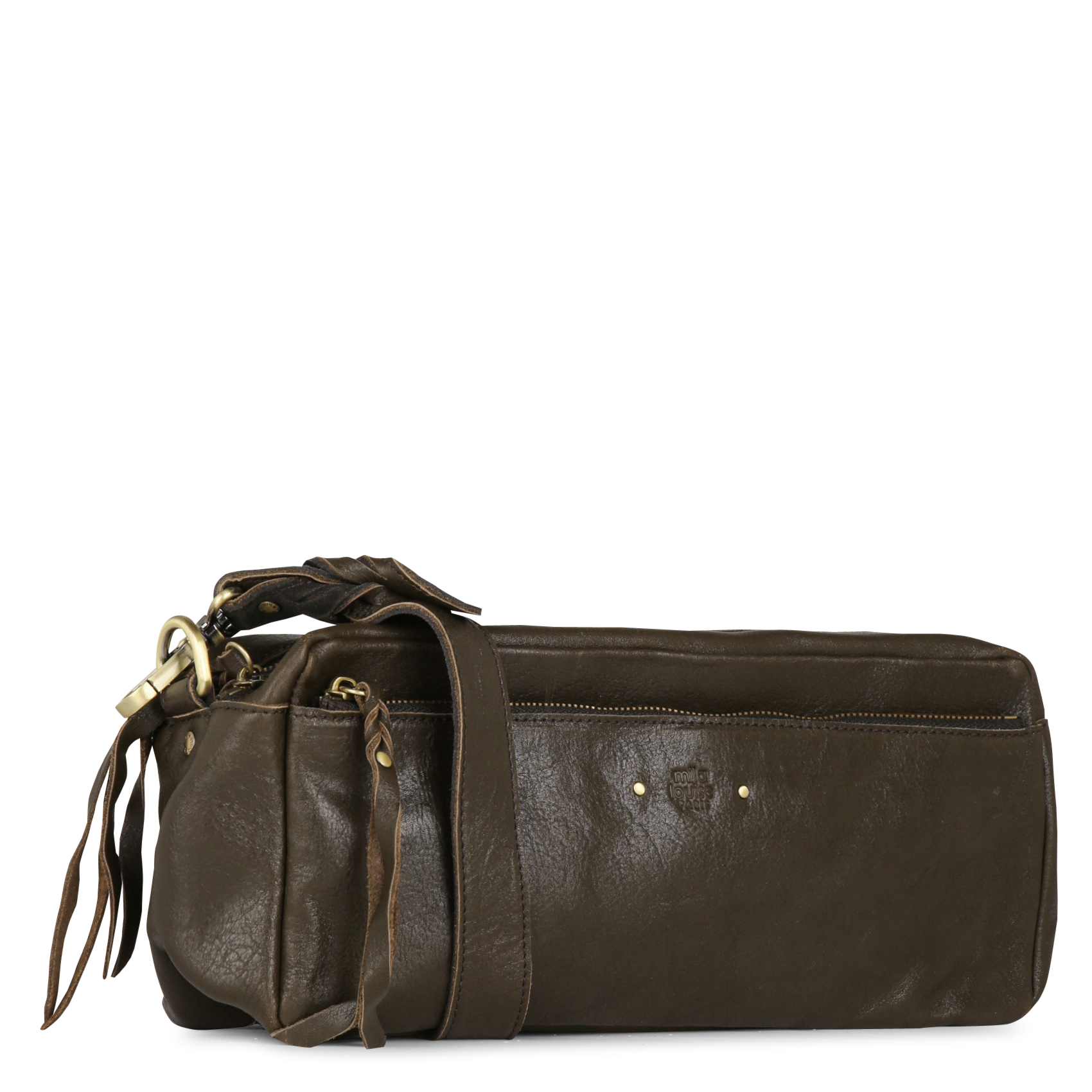 Ledertasche aus Kalbsleder MILA LOUISE Khaki