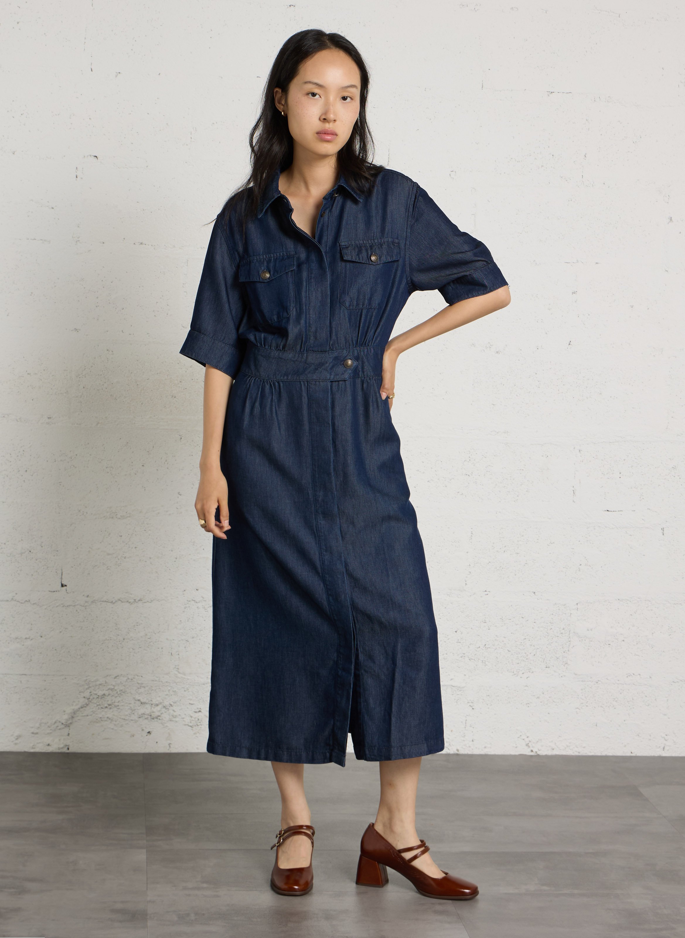 Robe longue effet jean à manches courtes MAISON 123 Bleu