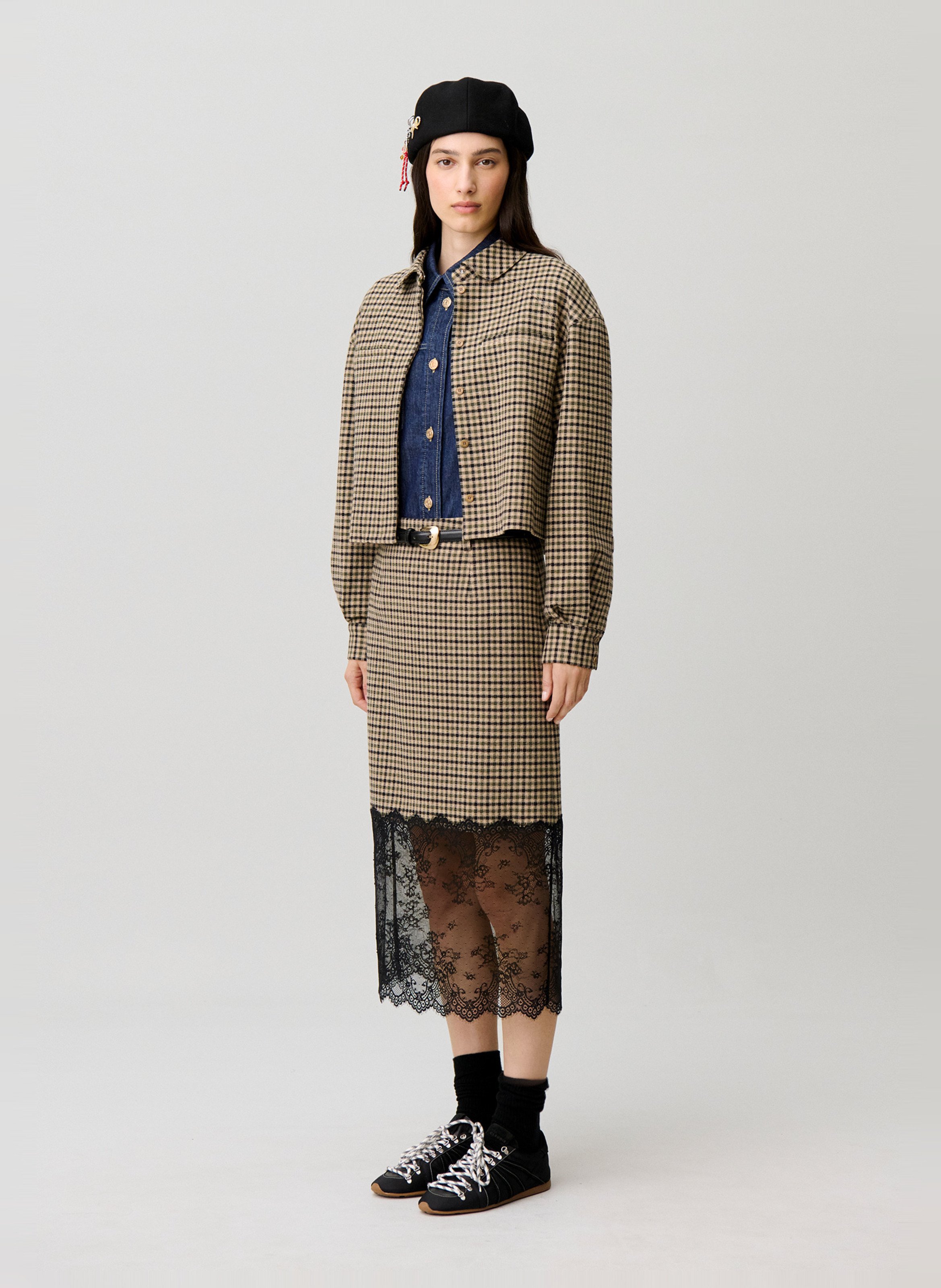 Jupe midi à détail dentelle CLAUDIE PIERLOT Multicolore