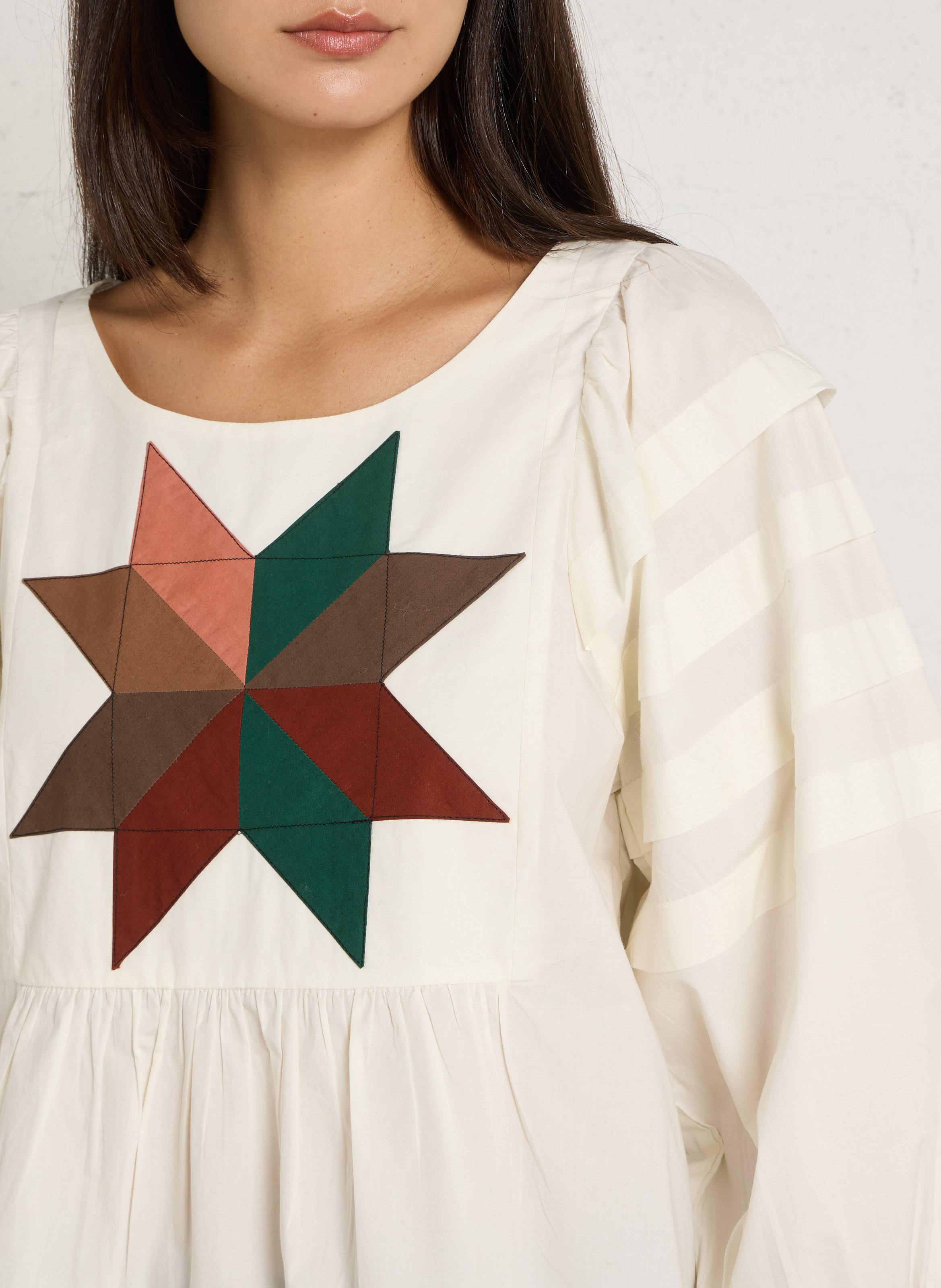 Ruim geborduurde blouse van biologisch katoen LEON & HARPER Wit
