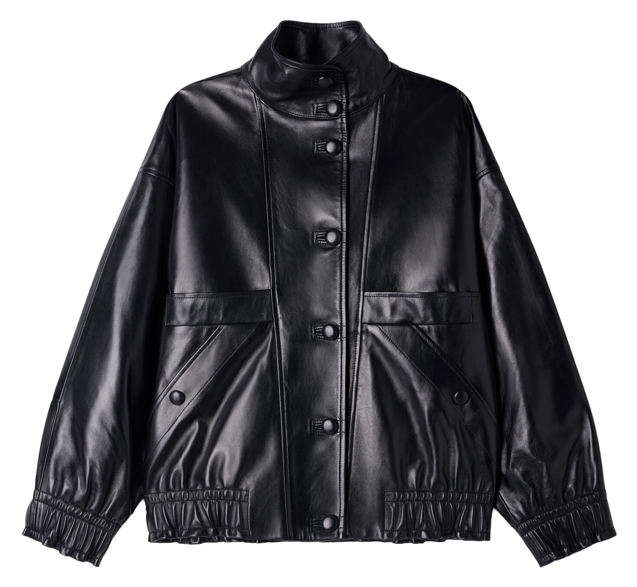 Oversize-Blouson aus Leder SANDRO Schwarz