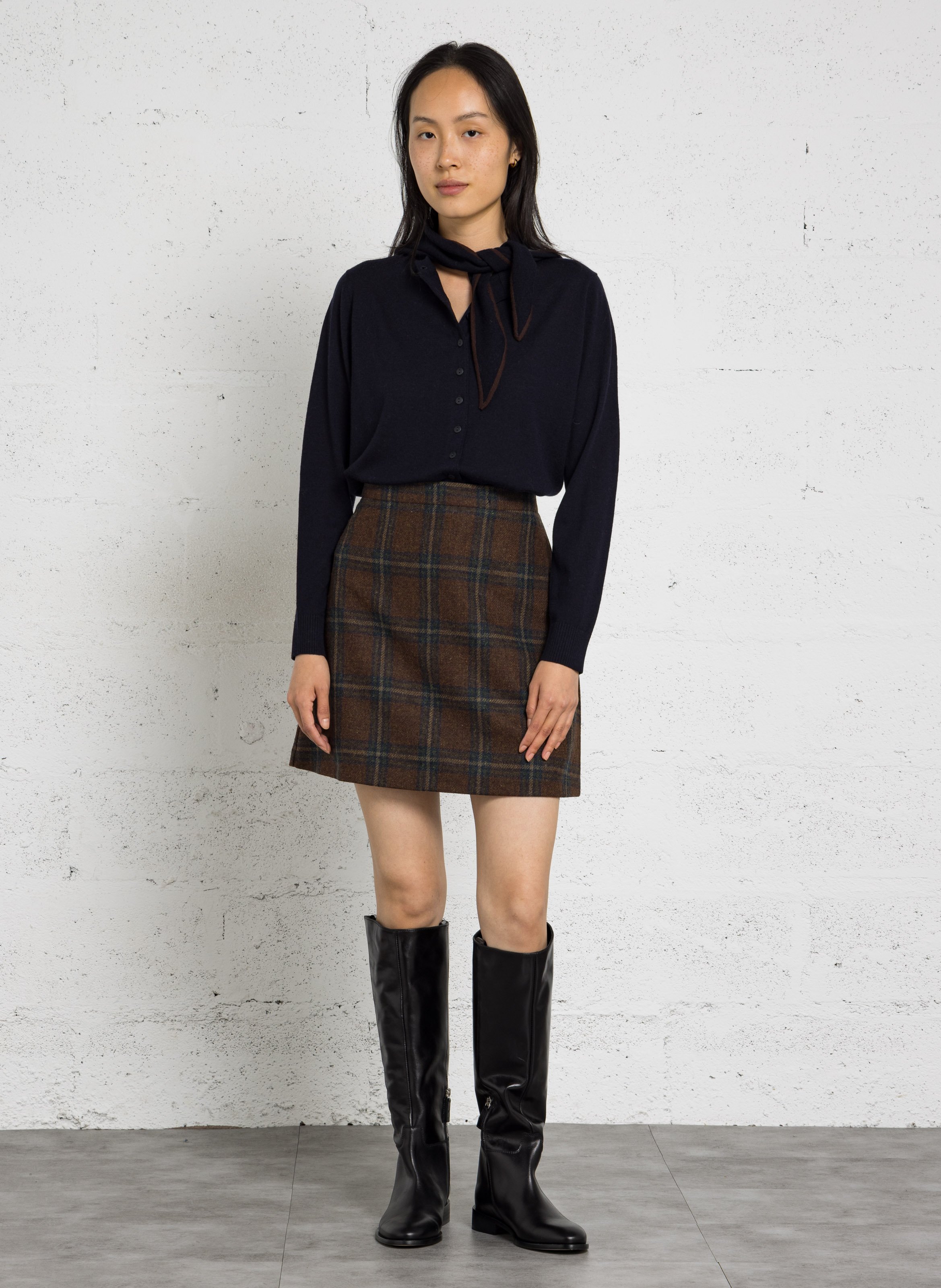Round-neck wool cardigan THE TINY BIG SISTER Blue