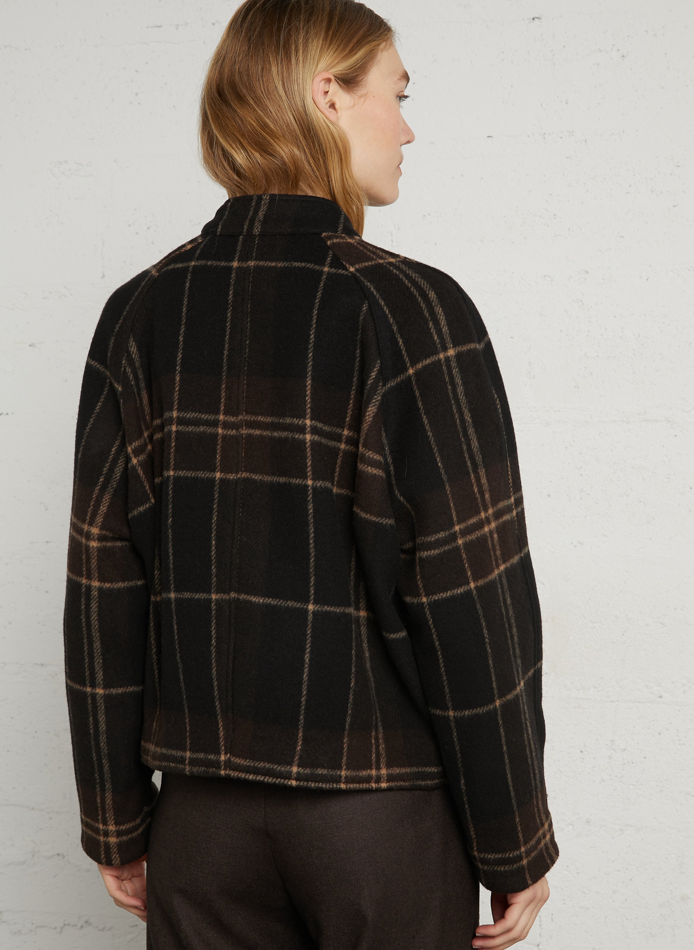Straight checkered wool blend jacket DIEGA Multicolored