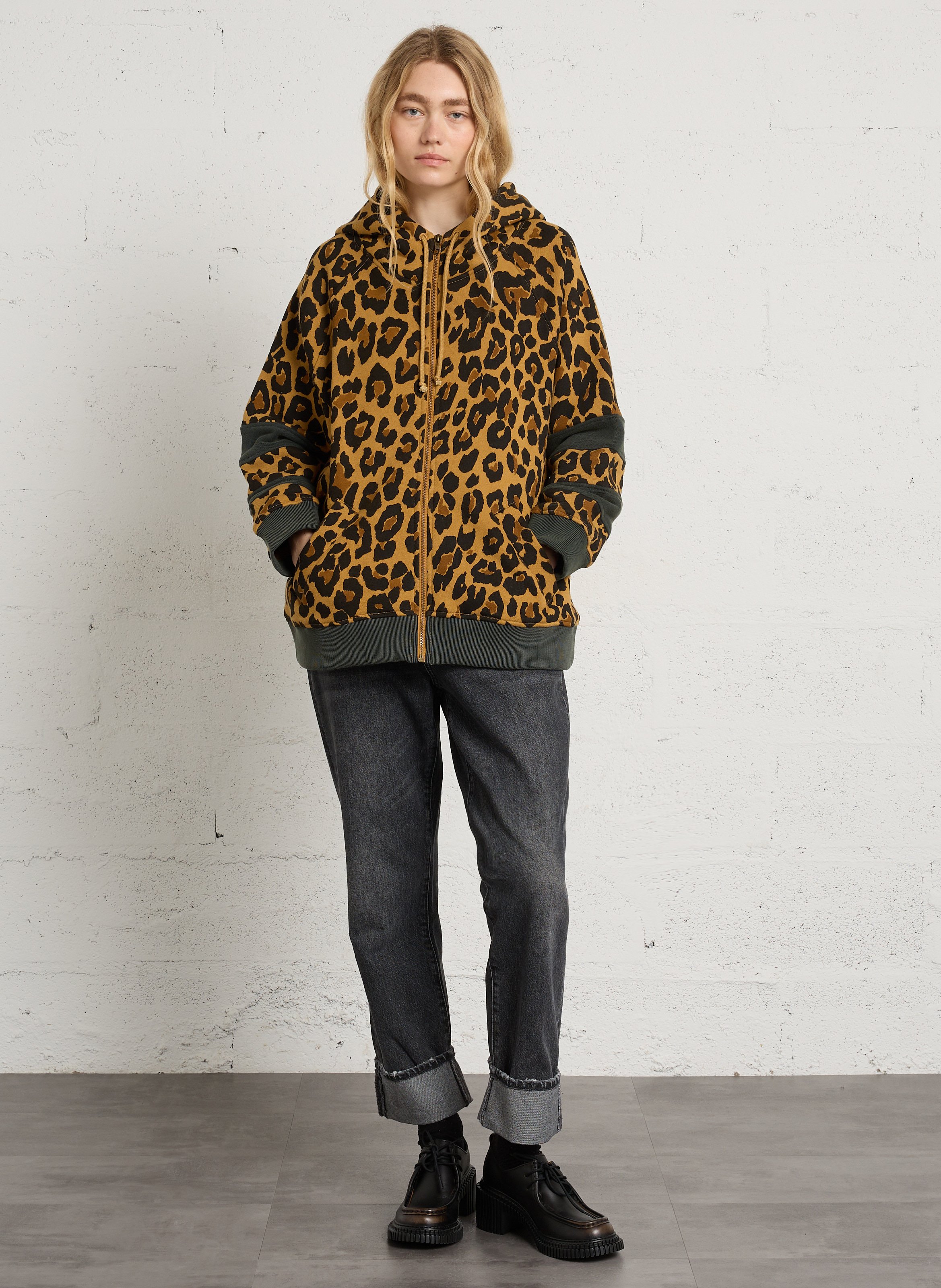 Oversized bedrukte katoenen trui LEON & HARPER Beige