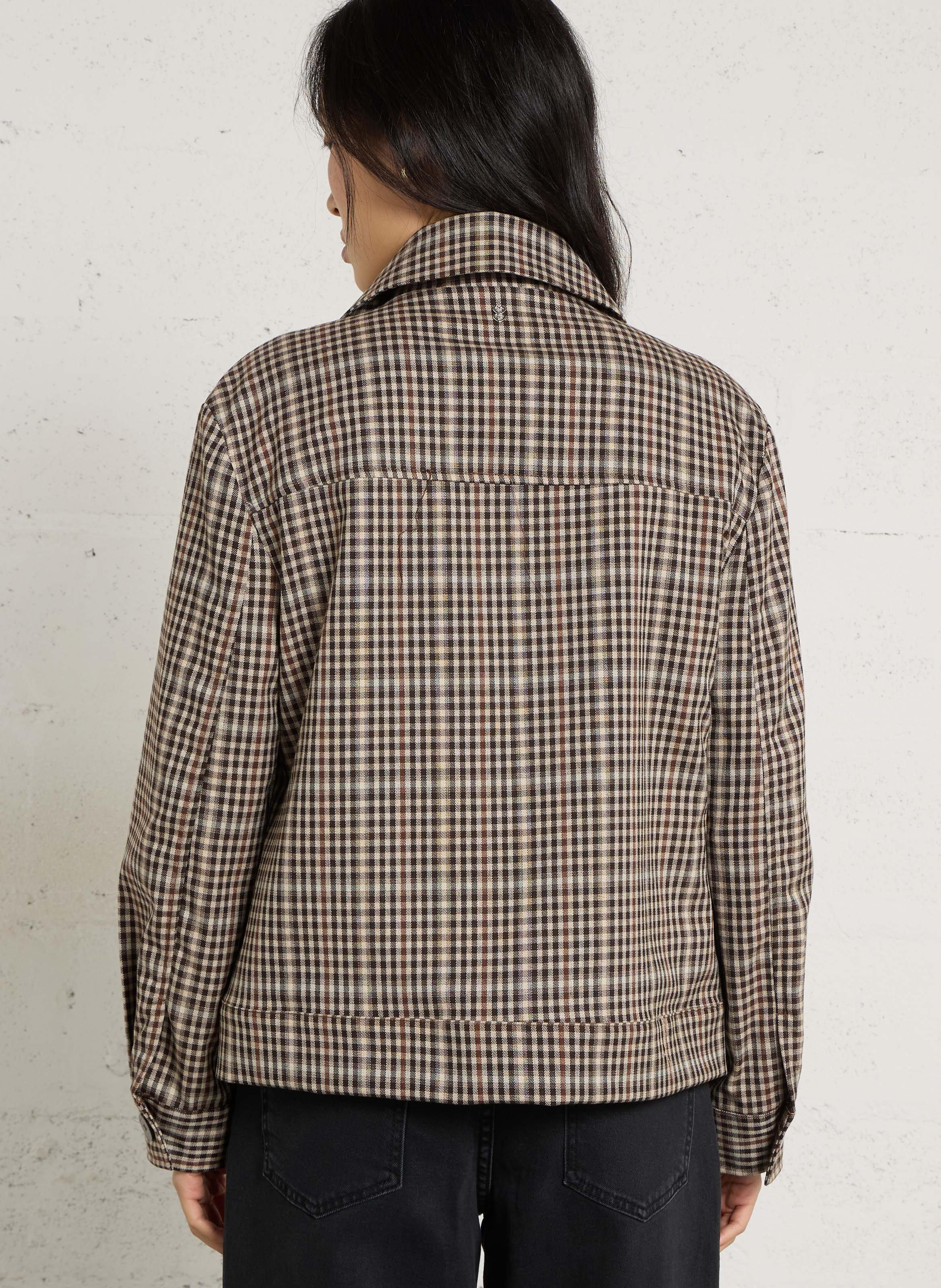 Veste droite à carreaux PLEASE Marron