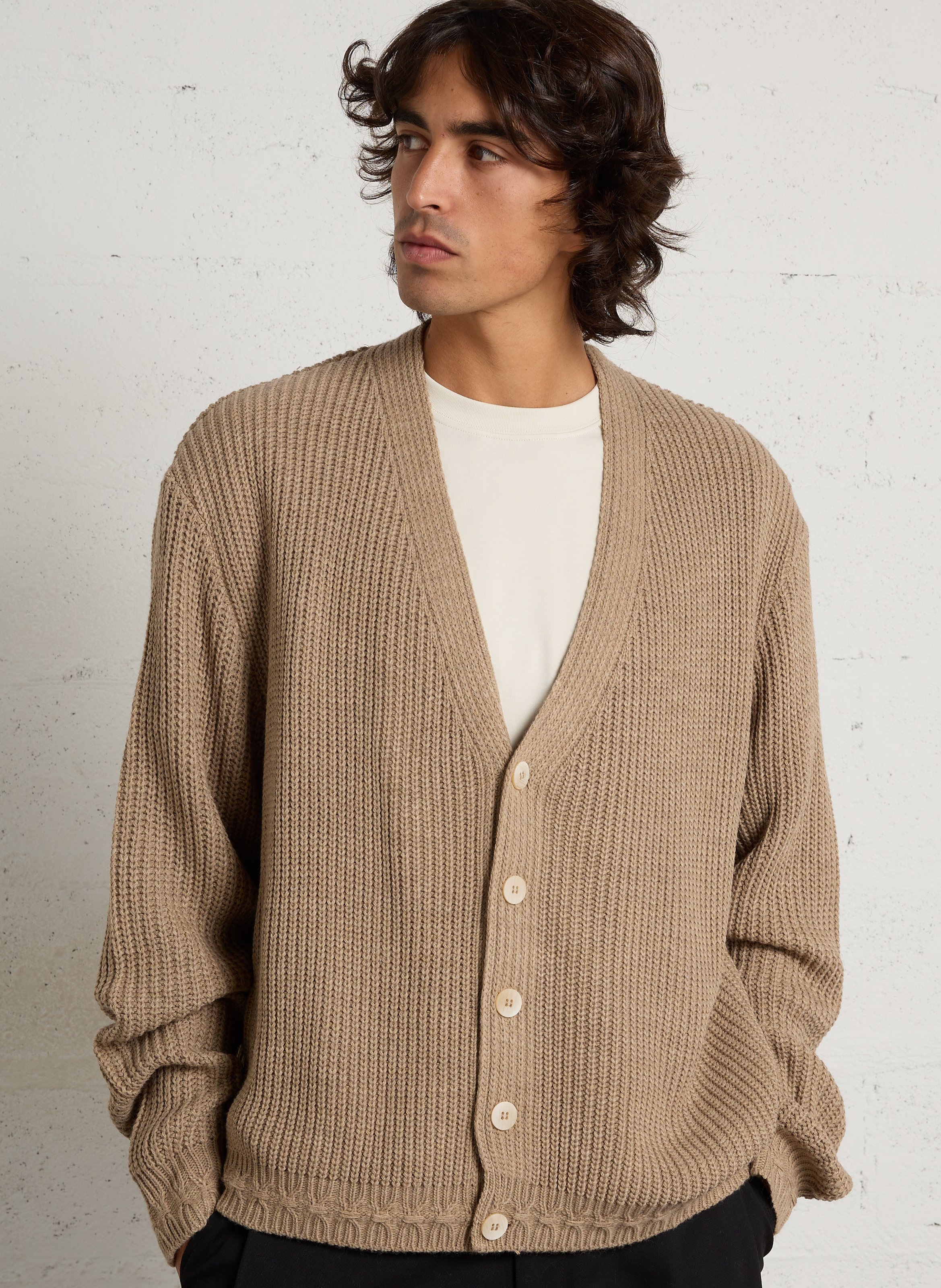 Cardigan oversize col V IMPERIAL Beige
