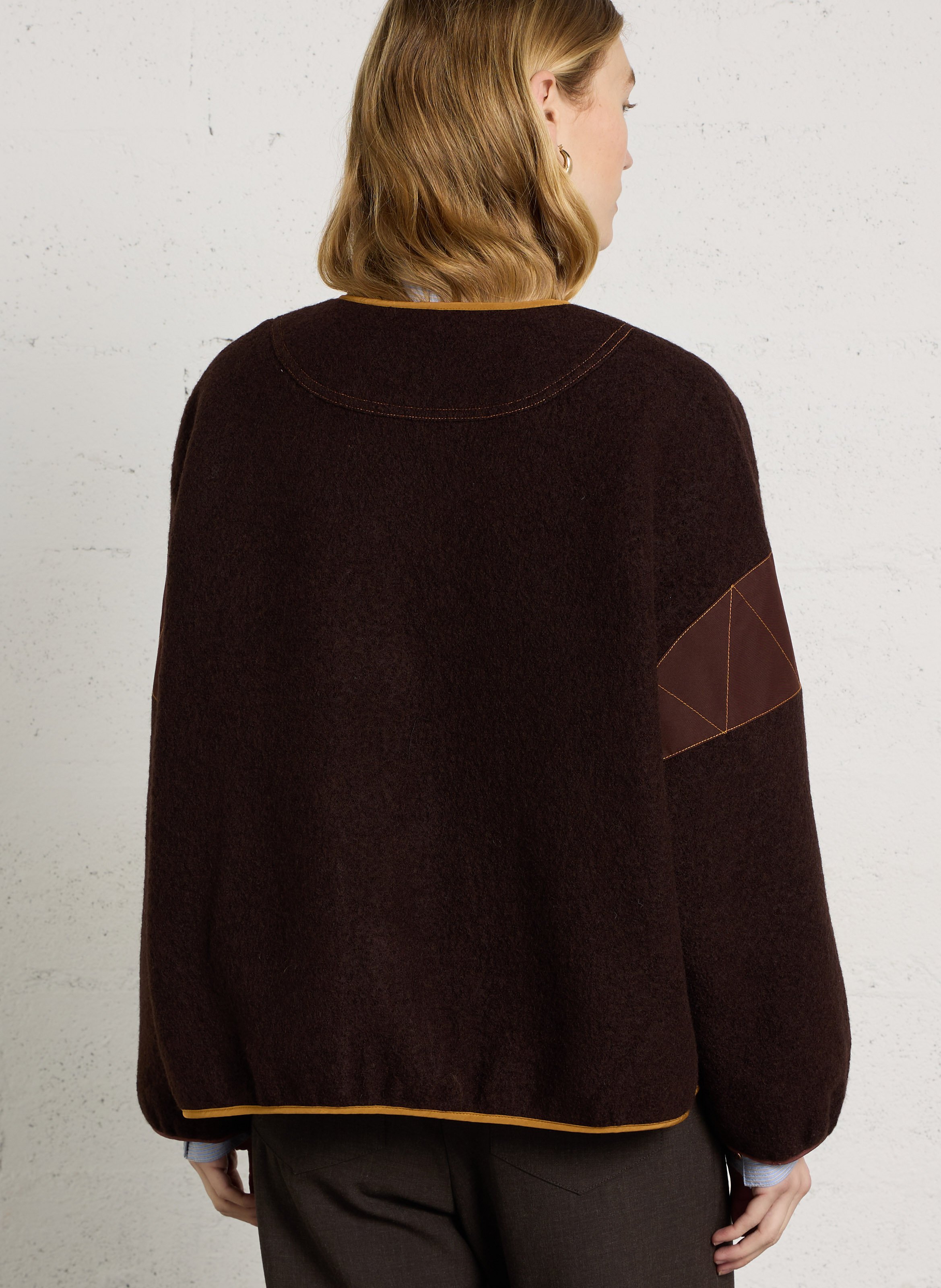 Round denim and wool jacket SESSUN Brown