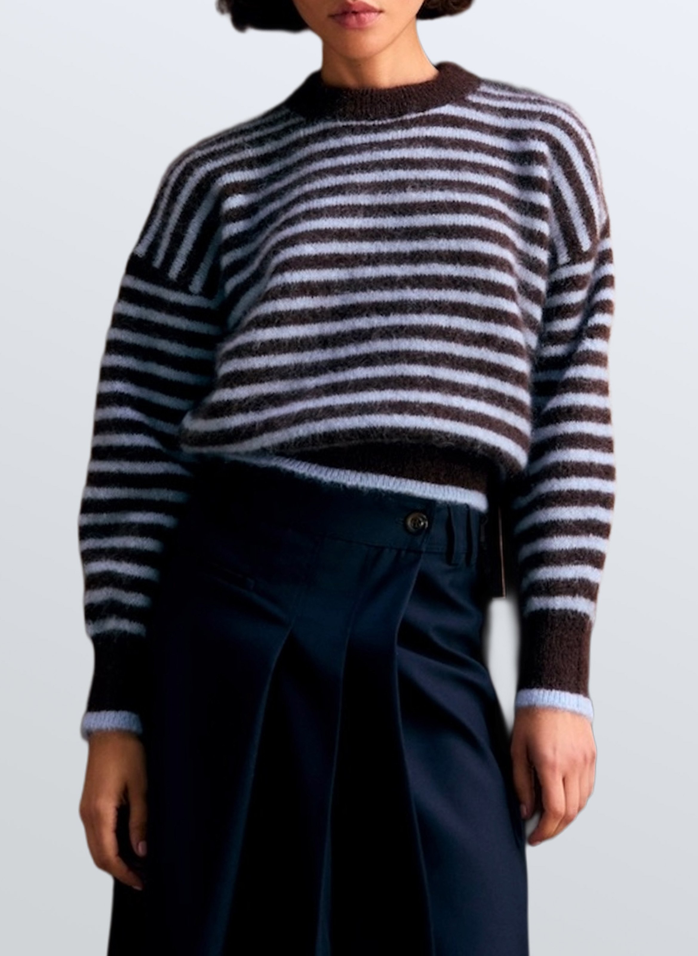 Pull ample col rond rayé en laine mélangée SURPRISE Multicolore