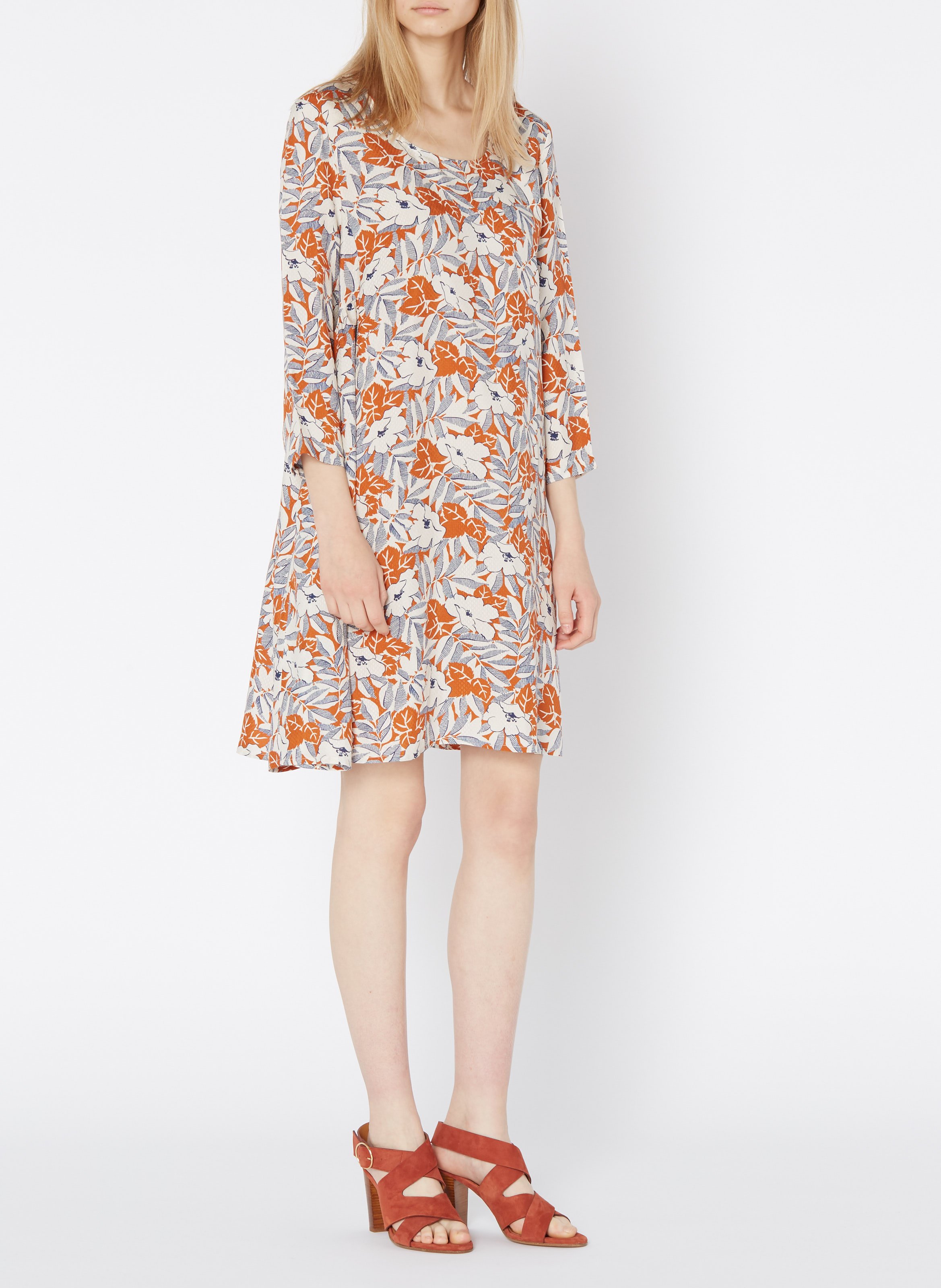 Robe courte imprimée en jacquard ATTIC AND BARN Orange