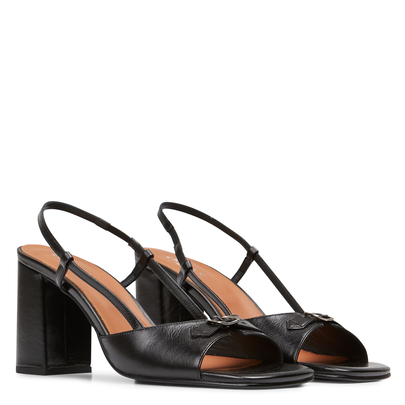 Heeled Worn Leather Sandals Noir Jonak Women Place des Tendances