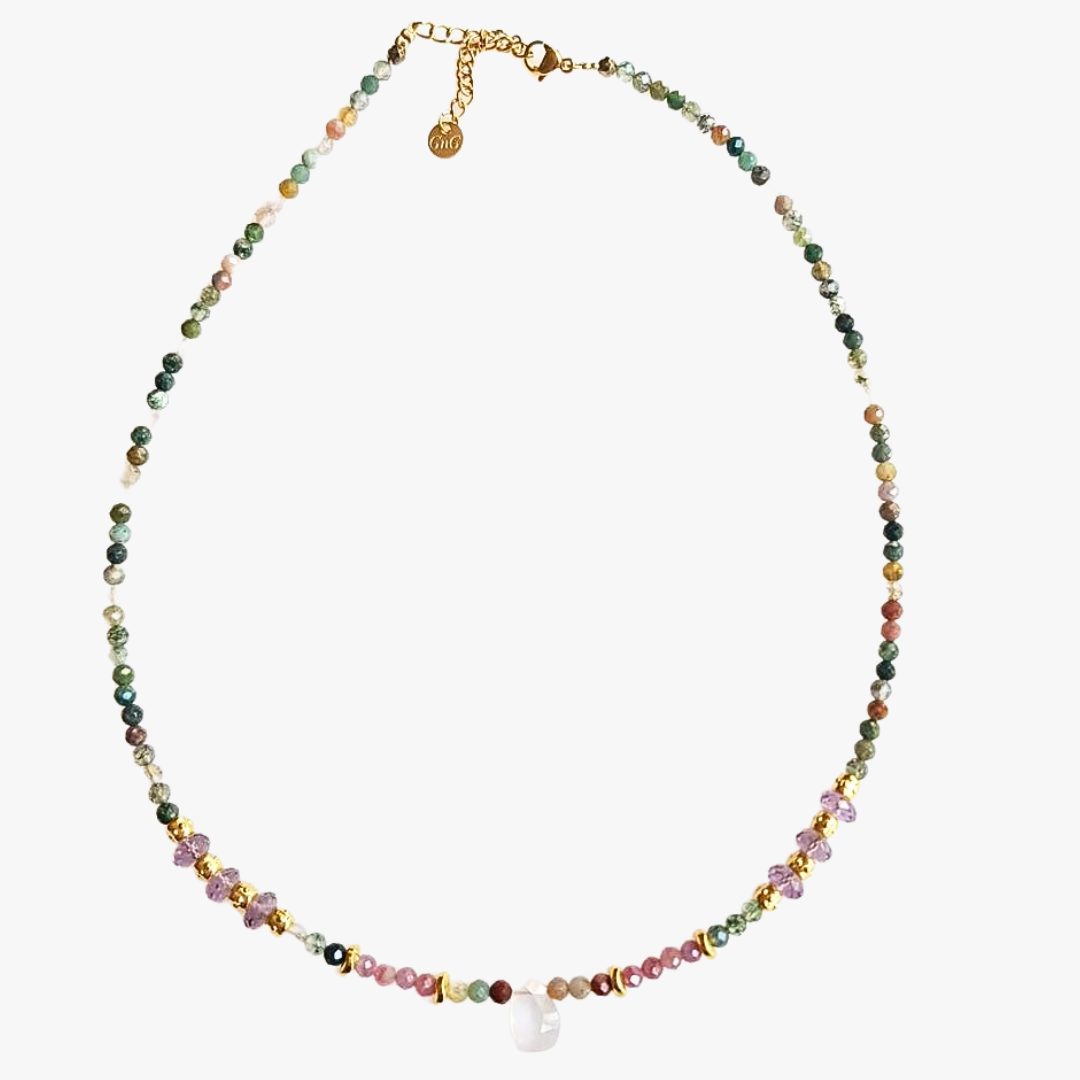 Indian agate necklace GINANDGER Green