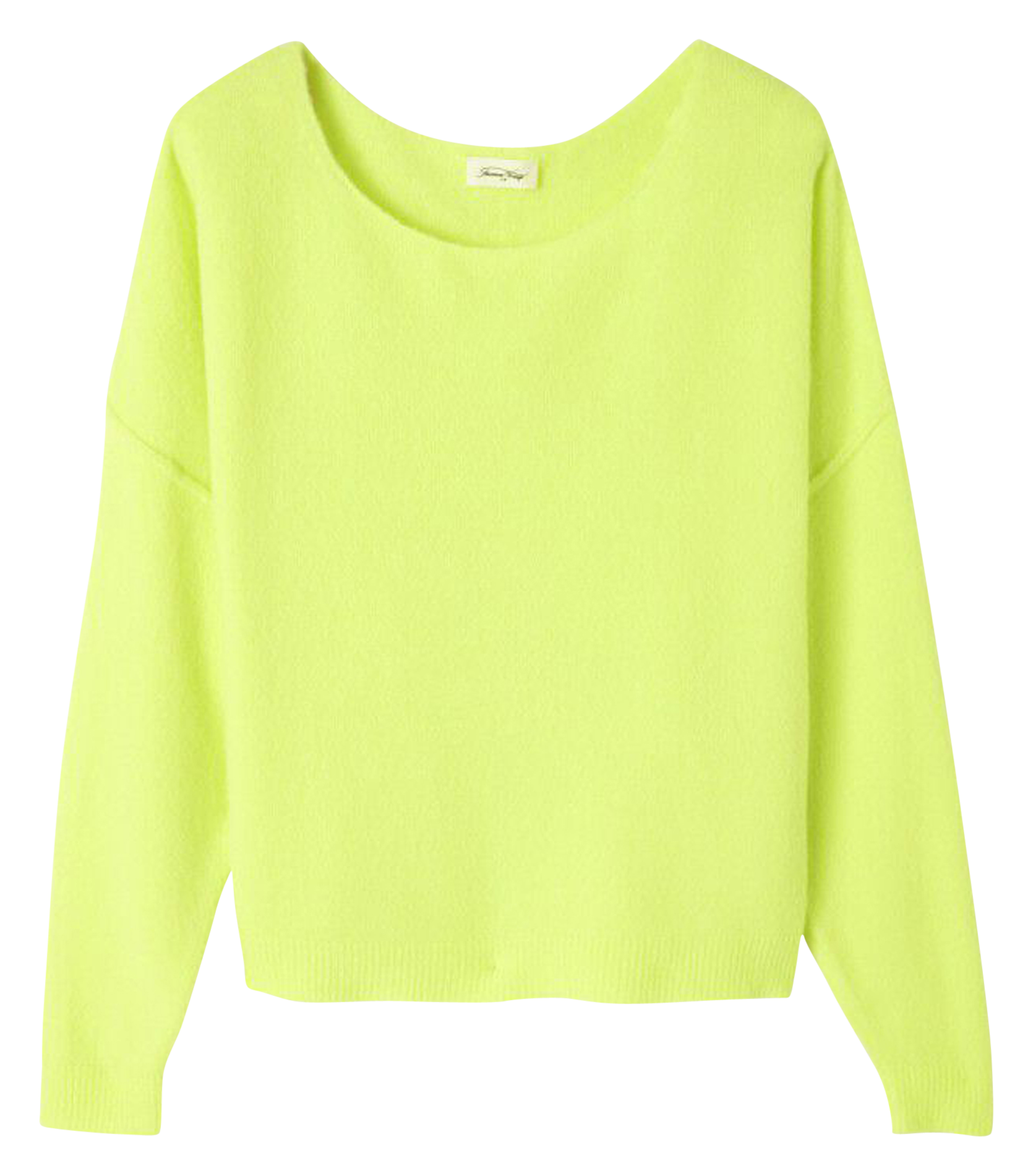 Pull ample à col bateau en maille duveteuse DAMSVILLE Jaune fluo