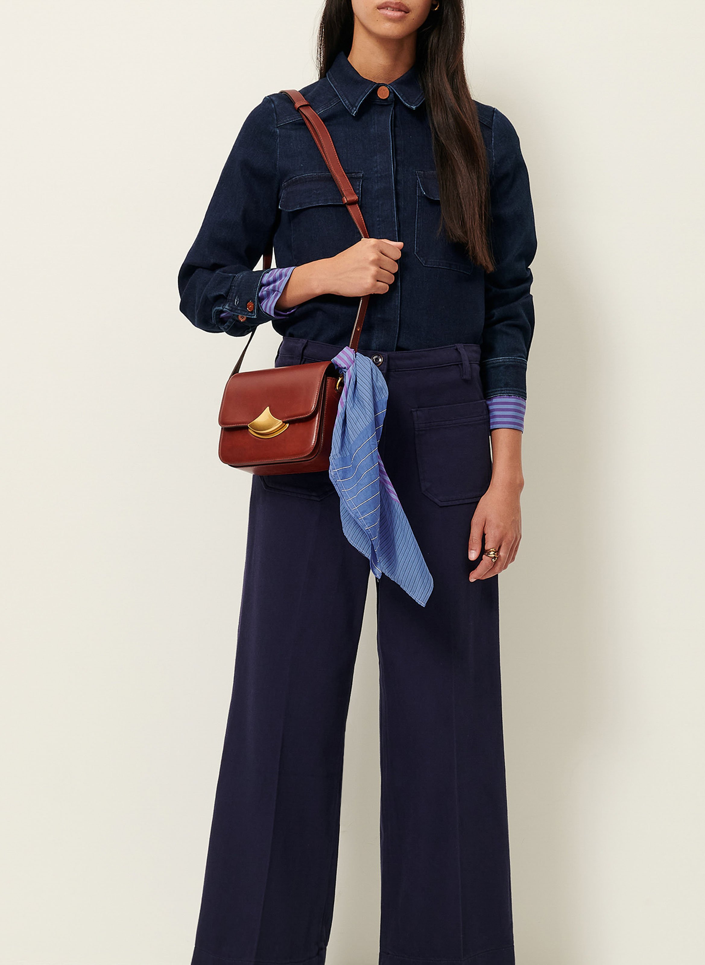 Jean droit taille haute en coton SESSUN Bleu