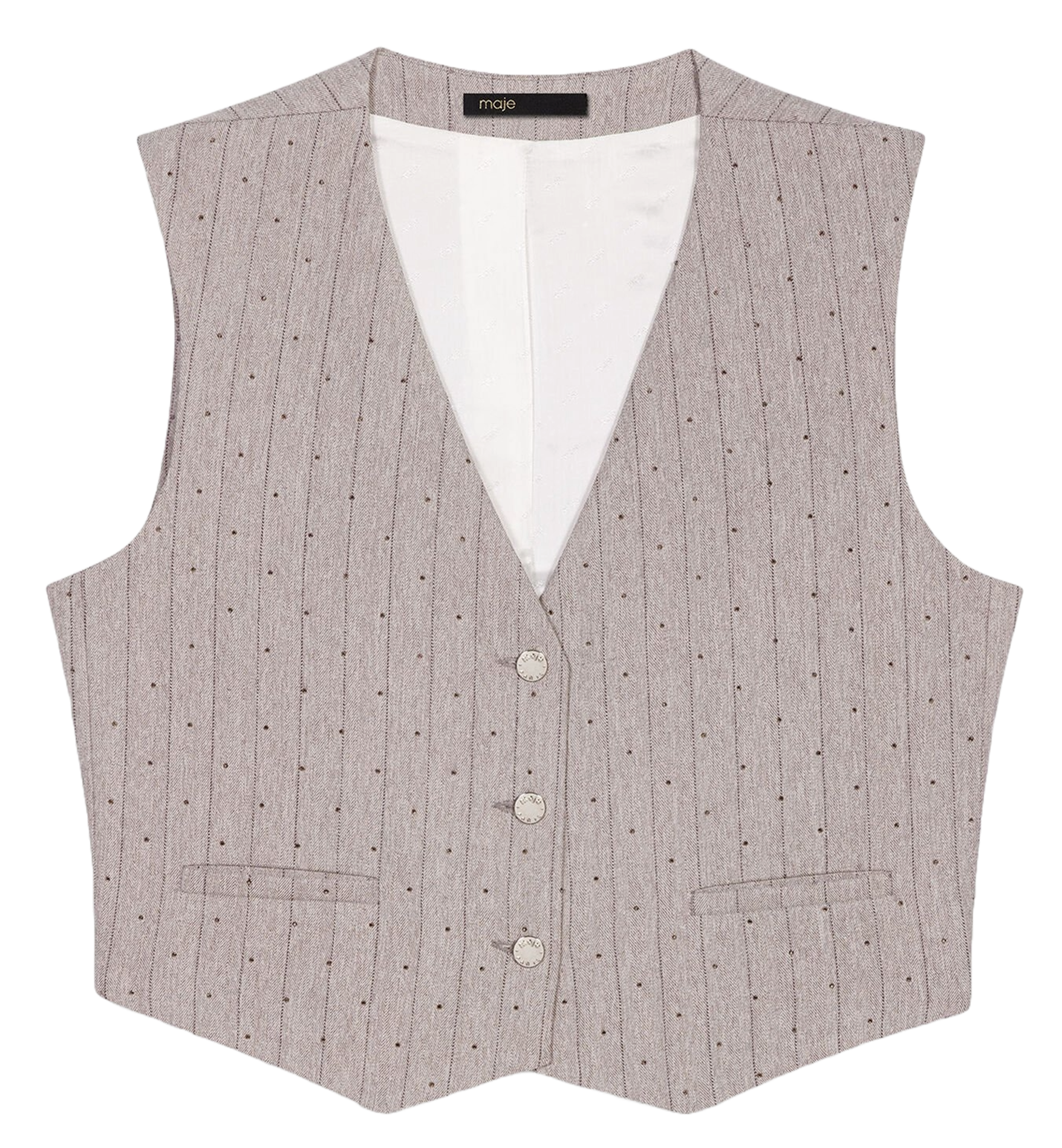 Aansluitend gestreept vest MAJE Grijs