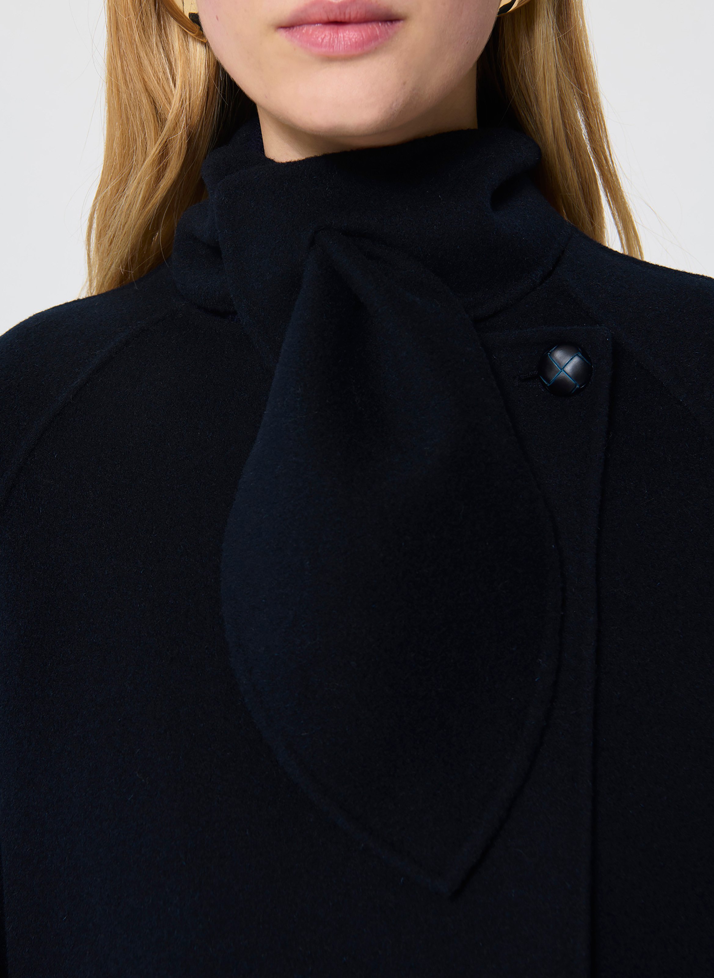 Cappotto dritto collo alto in lana mélange TARA JARMON Blu