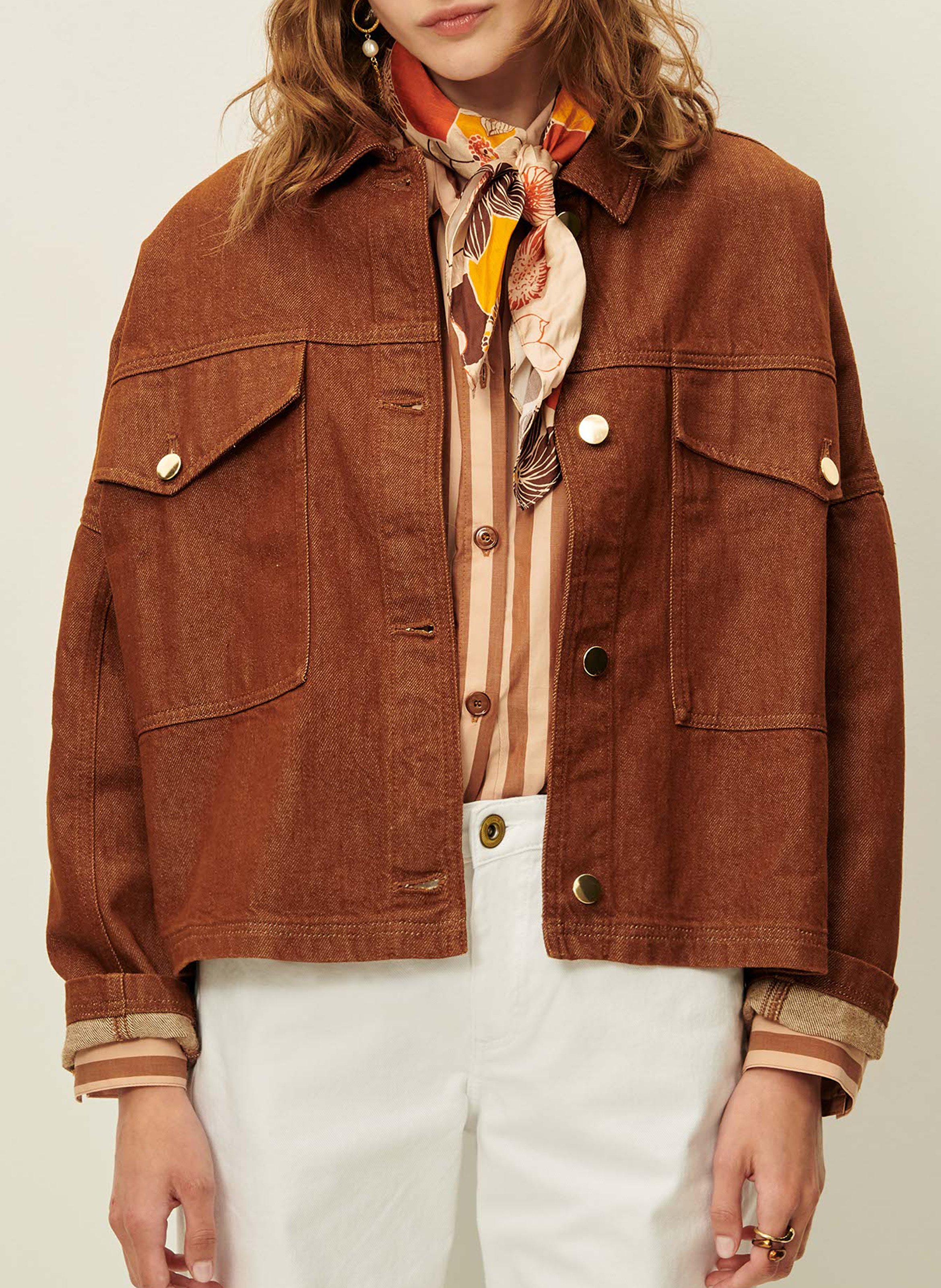 Surchemise ample unie en coton SESSUN Marron