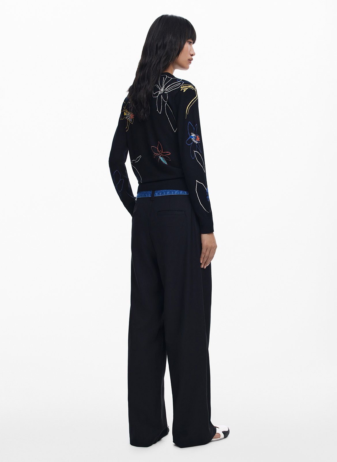 Maglione scollo tondo stampato DESIGUAL Nero