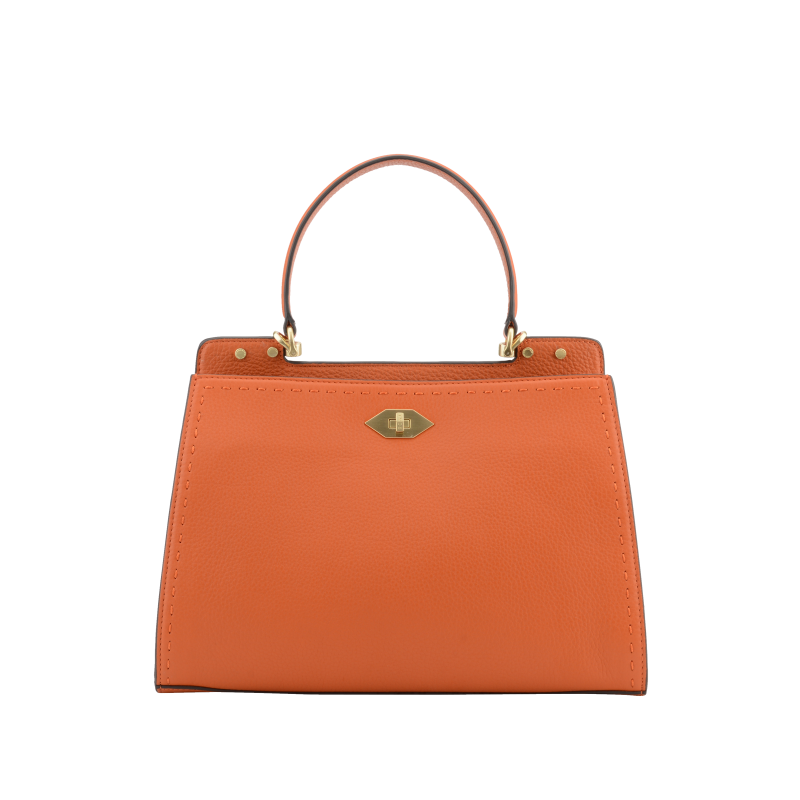 Handbag - cowhide leather POURCHET Orange