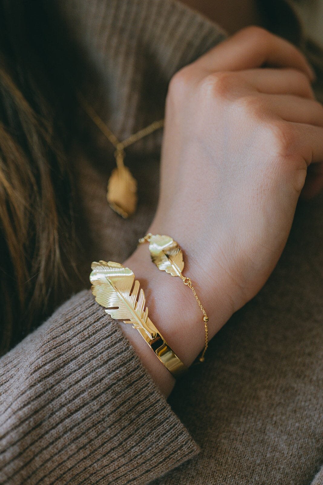 Silver-plated leaf bangle MONSIEUR SIMONE Silver