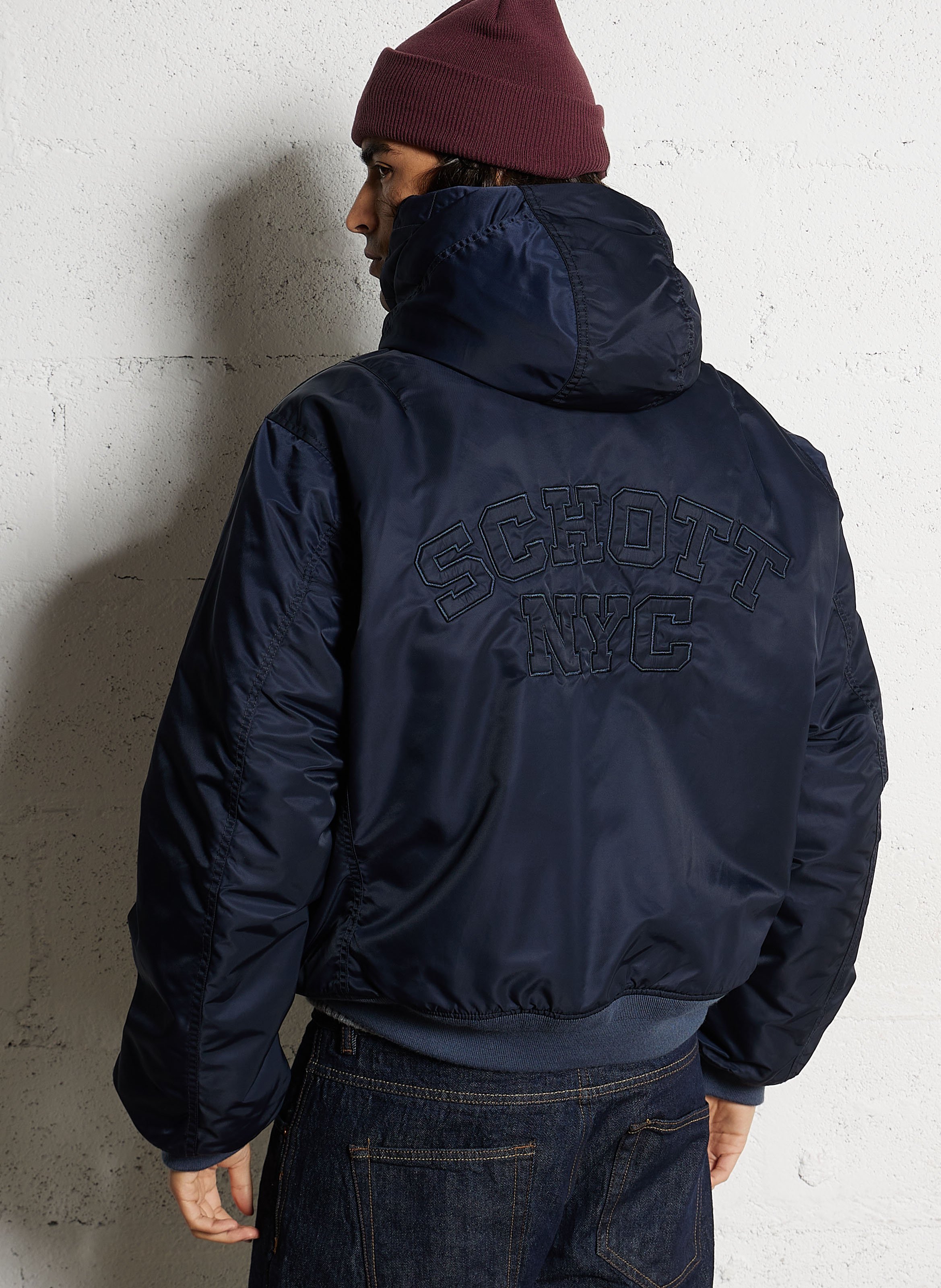 Blouson oversize à capuche SCHOTT Bleu