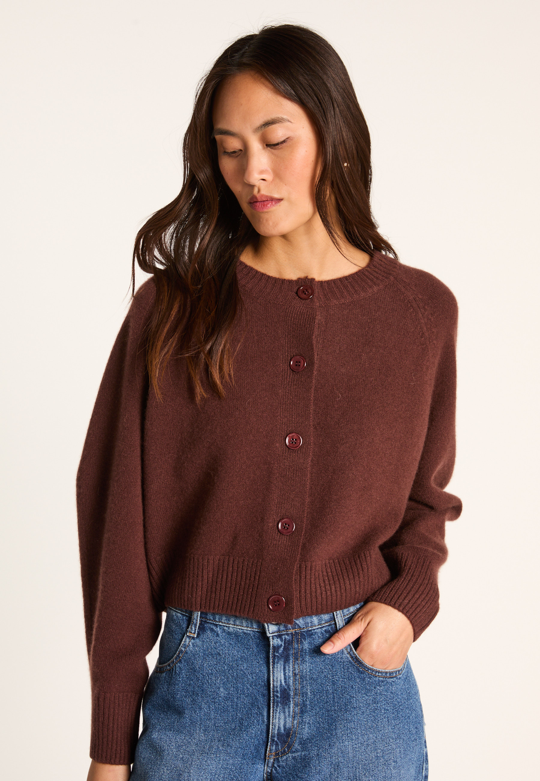 Cashmere cardigan MAISON MONTAGUT Brown