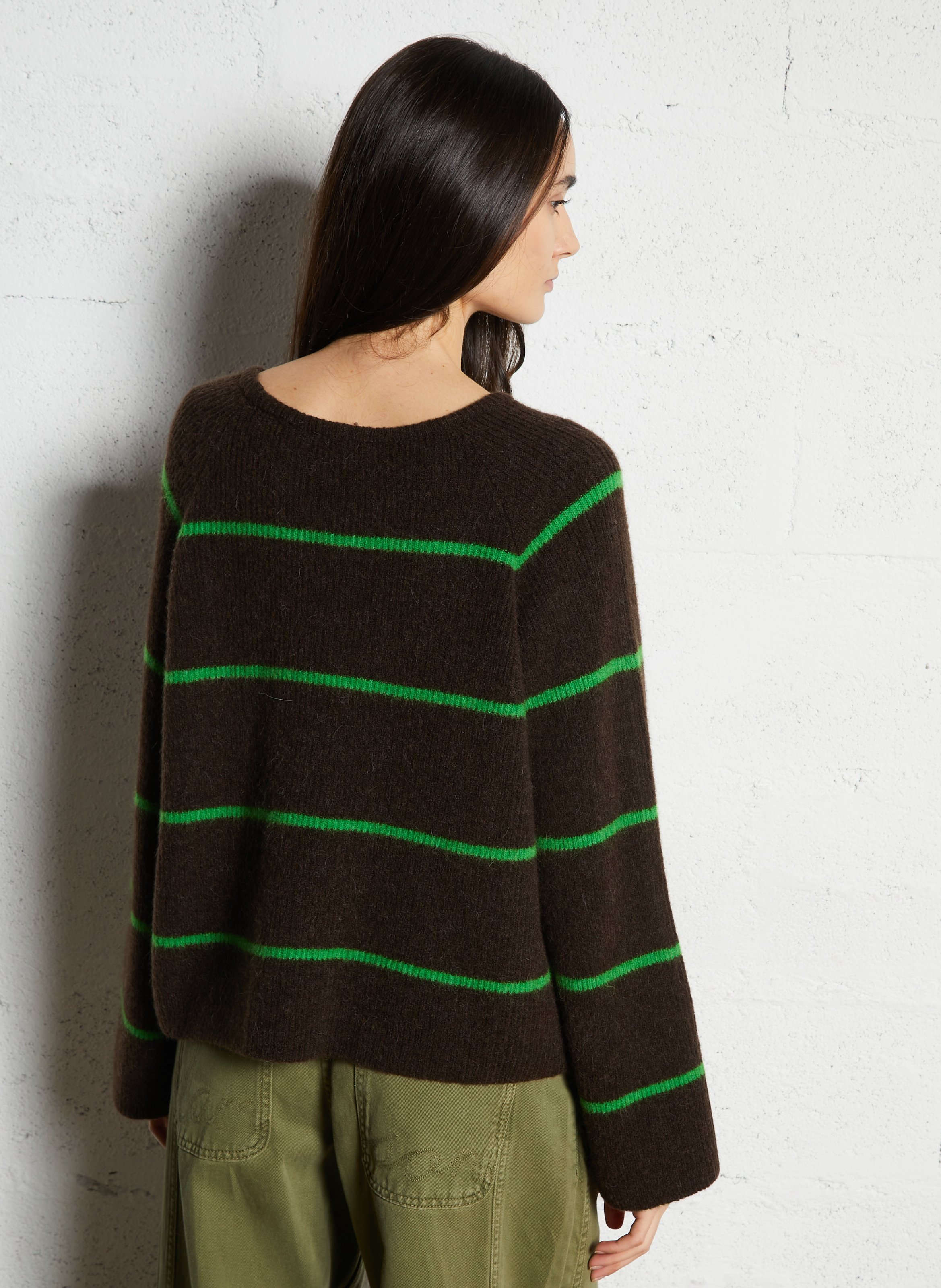 Wool-blend loose-fit striped sweater AMERICAN VINTAGE Brown