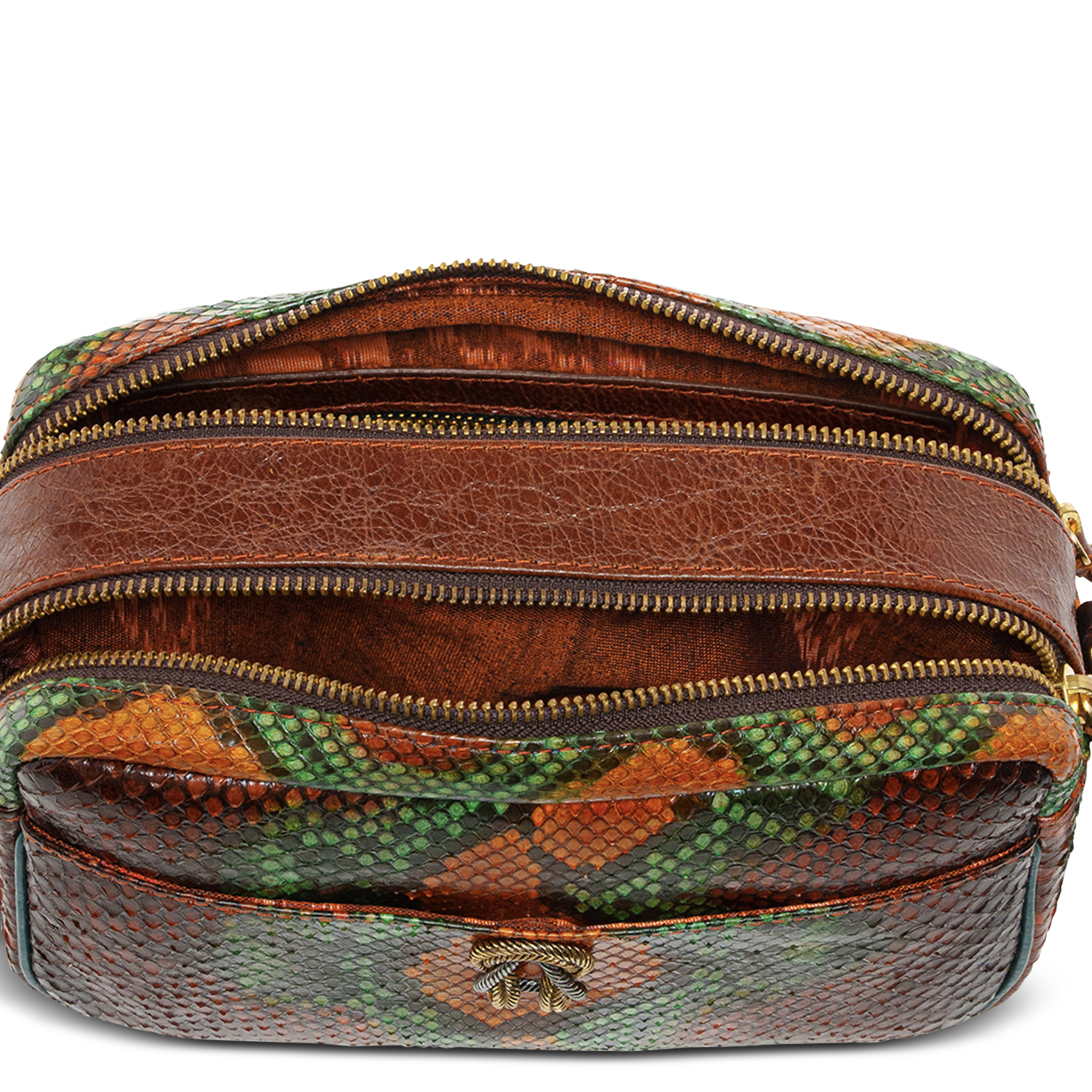 Sac bandoulière en cuir python mélangé CLARIS VIROT Marron