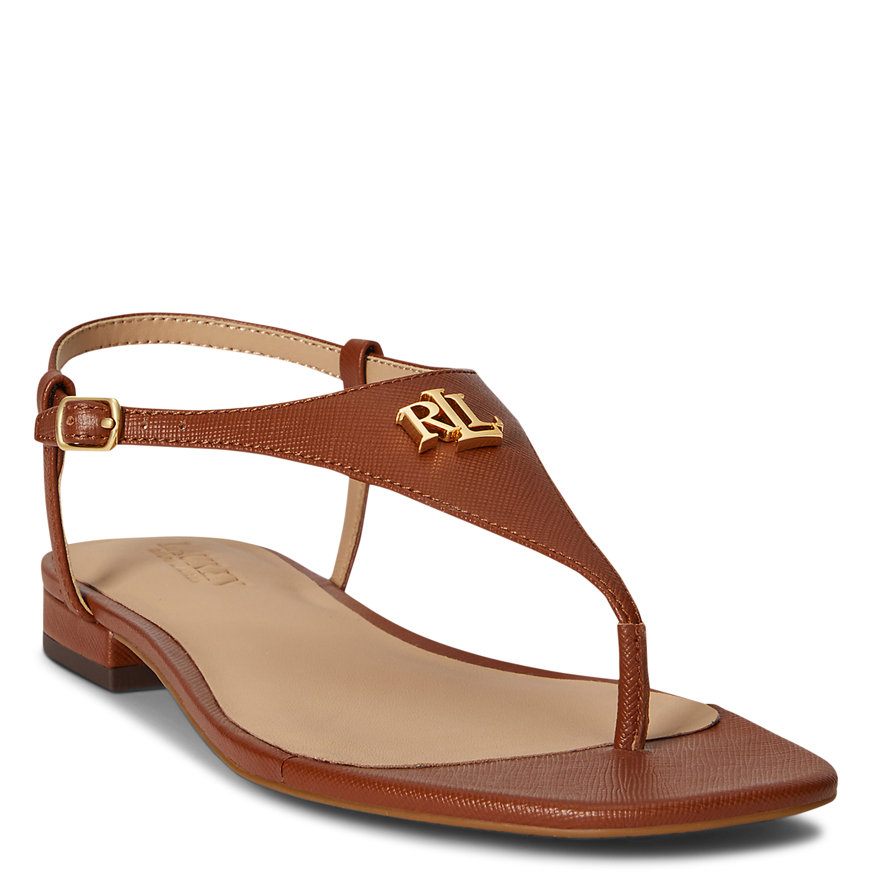 Aouda flat leather sandals POLO RALPH LAUREN Brown