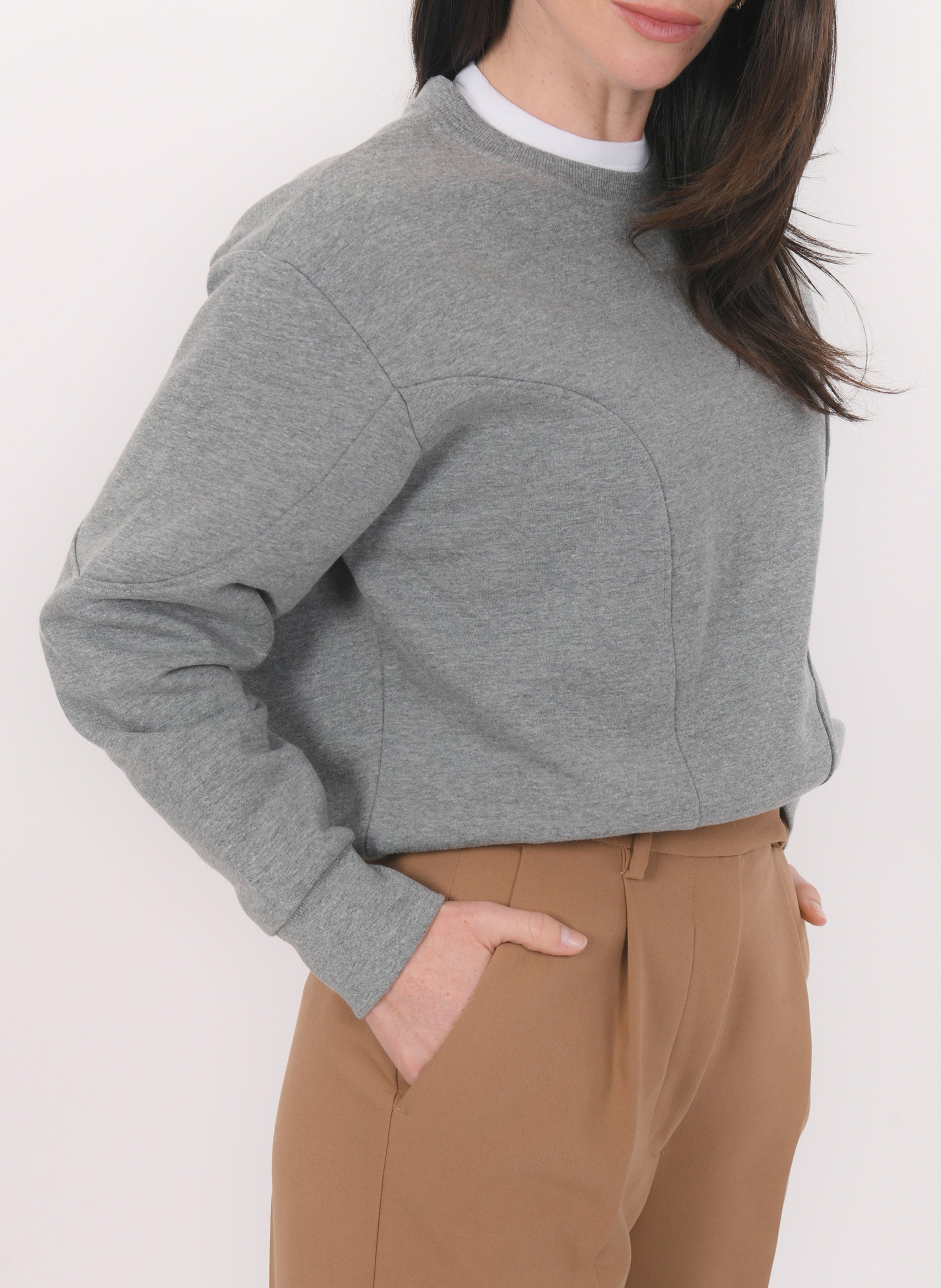 Sweat col rond en coton mélangé KOOKAI Gris