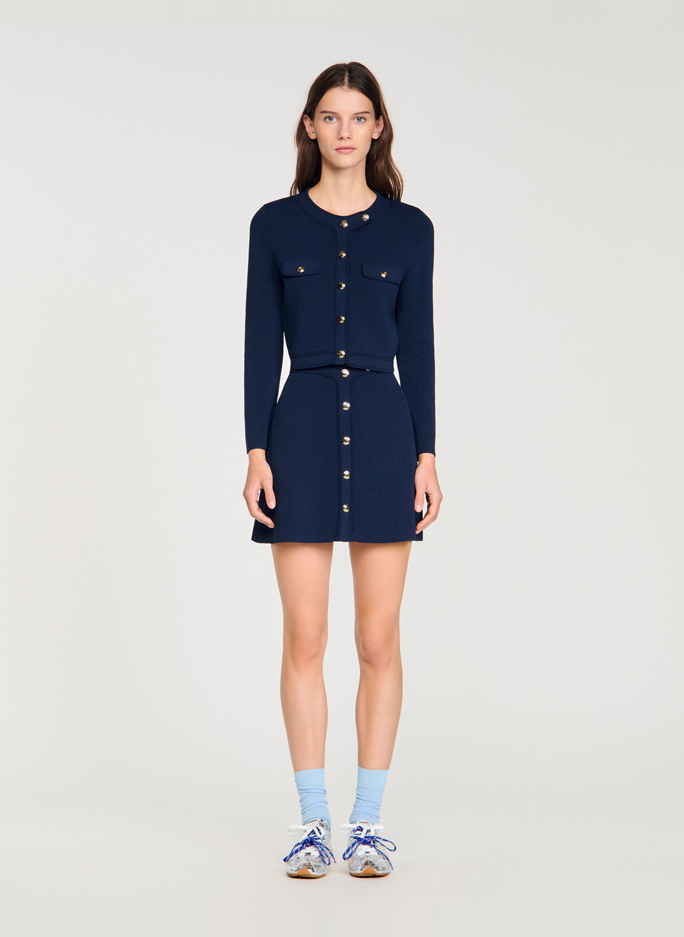 Cardigan col rond SANDRO Bleu