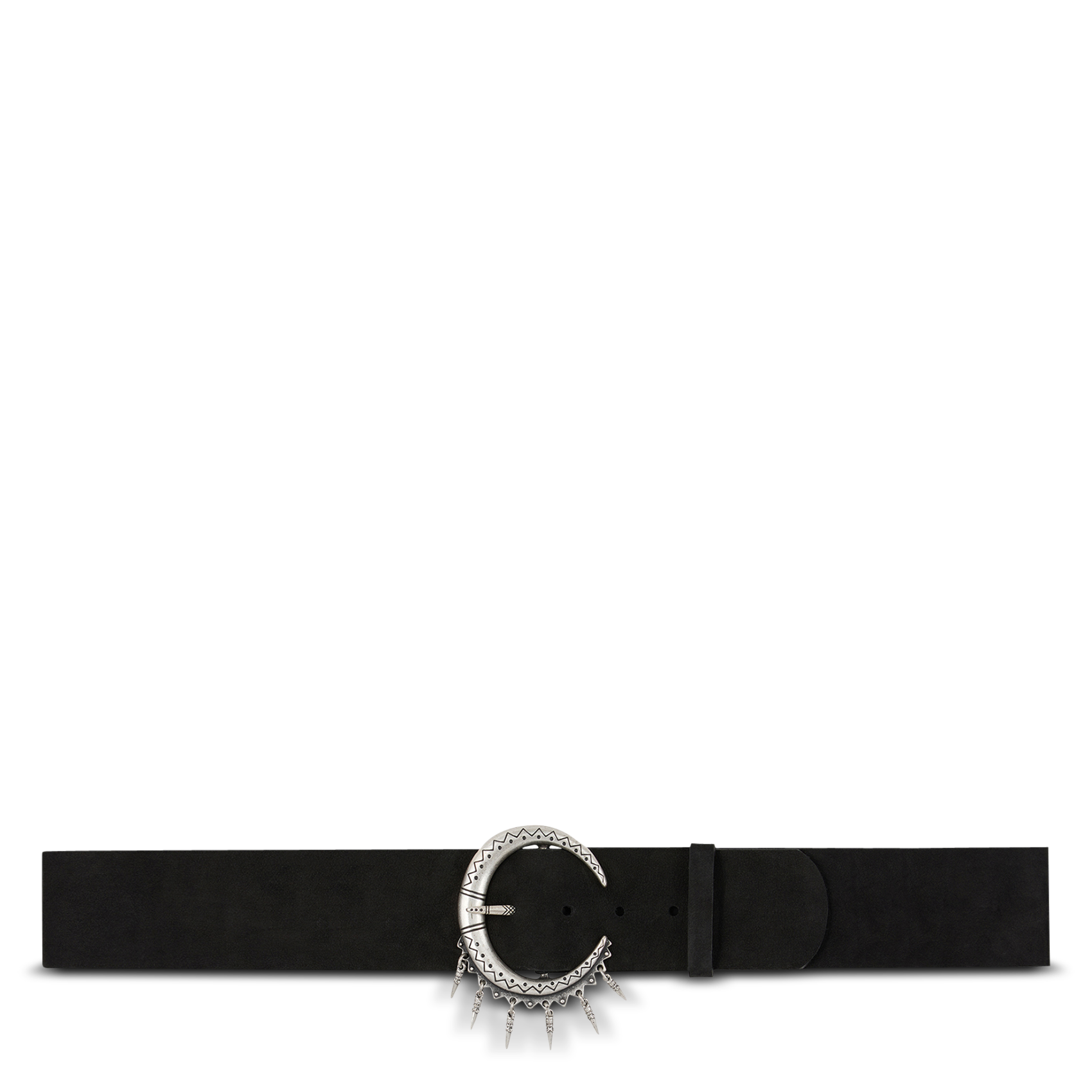 Ceinture à boucle fantaisie en cuir velours BA&SH Noir