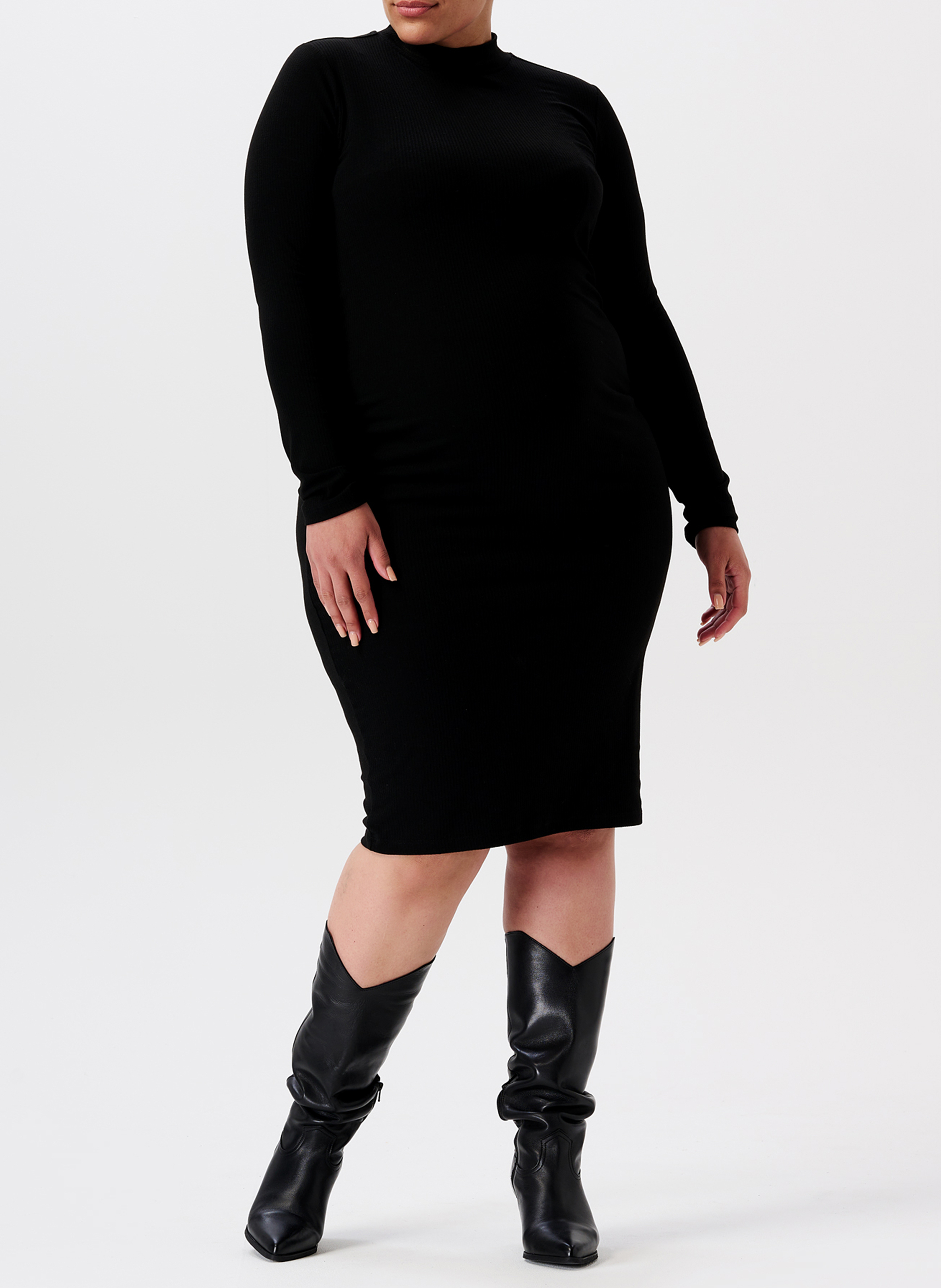 Robe midi de grossesse col montant NOPPIES Noir