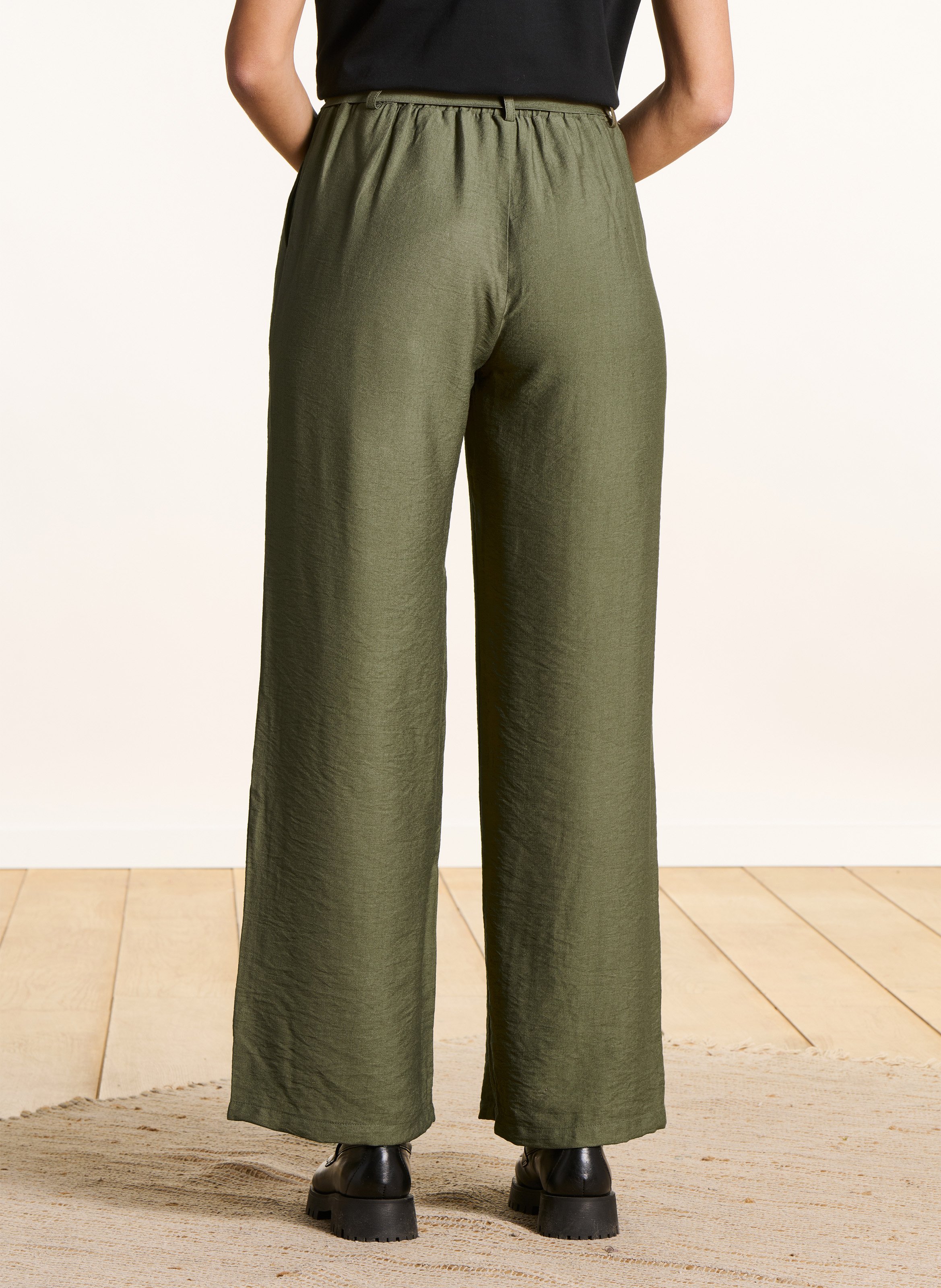 Pantalon large taille haute LA FEE MARABOUTEE Vert