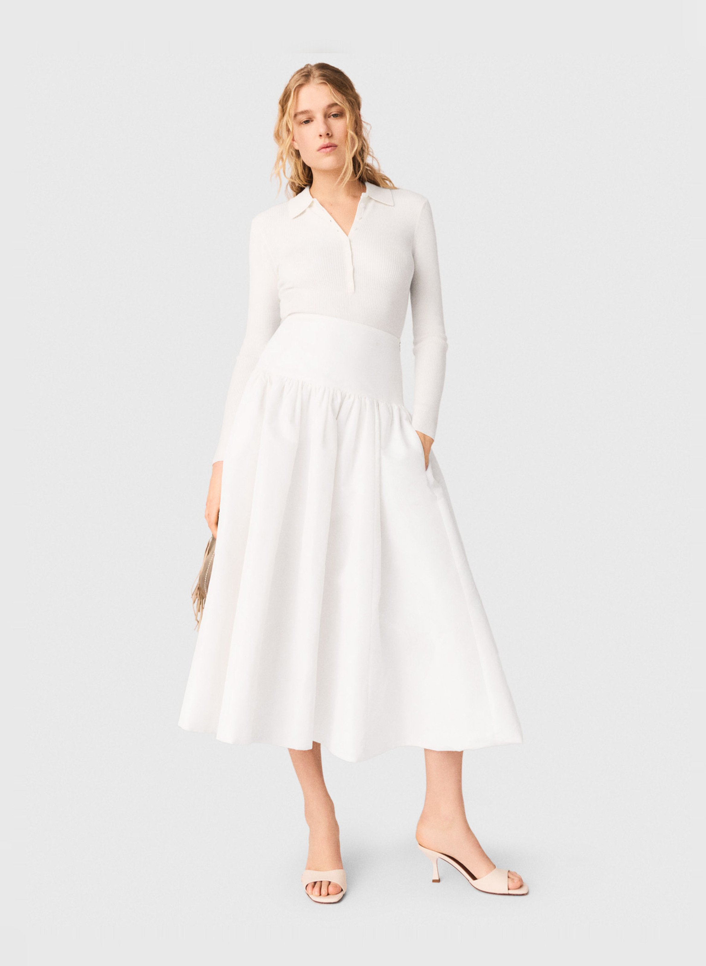 Jupe midi évasée MAJE Blanc