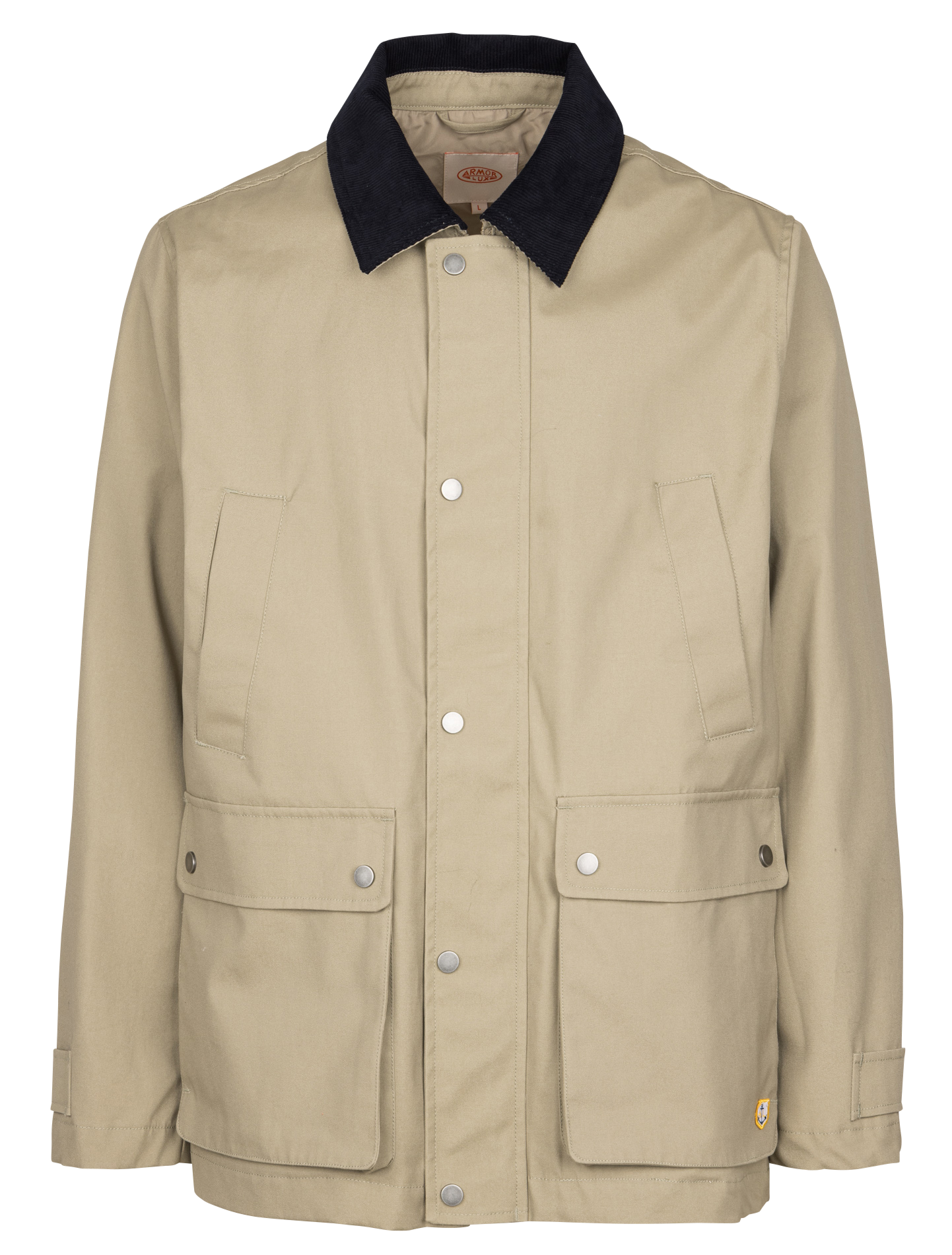 Chaqueta recta de algodón con cuello clásico ARMOR LUX Beige