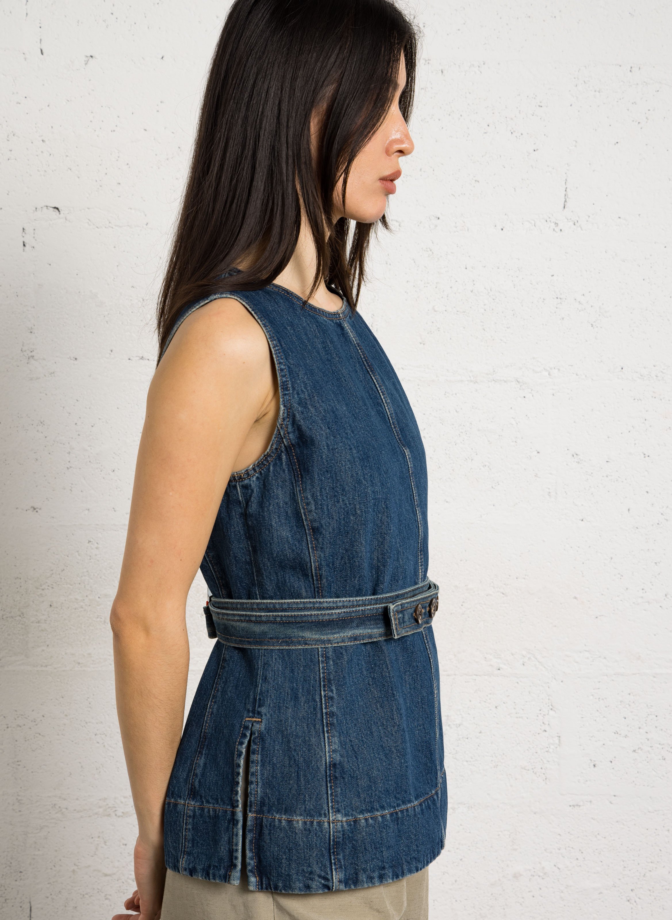 Denim-Top mit Rundhalsausschnitt SOEUR Blau