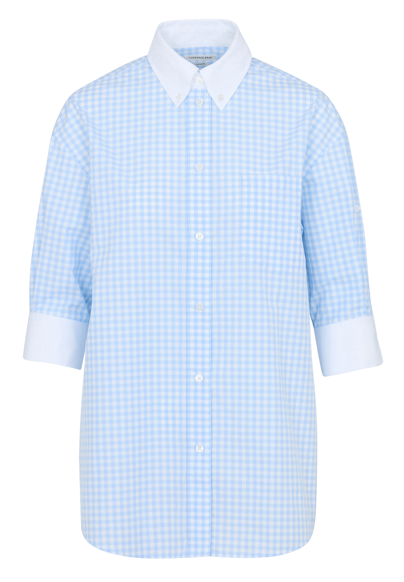 Oversized, katoenen blouse met klassieke kraag en print LAURENCE BRAS Blauw