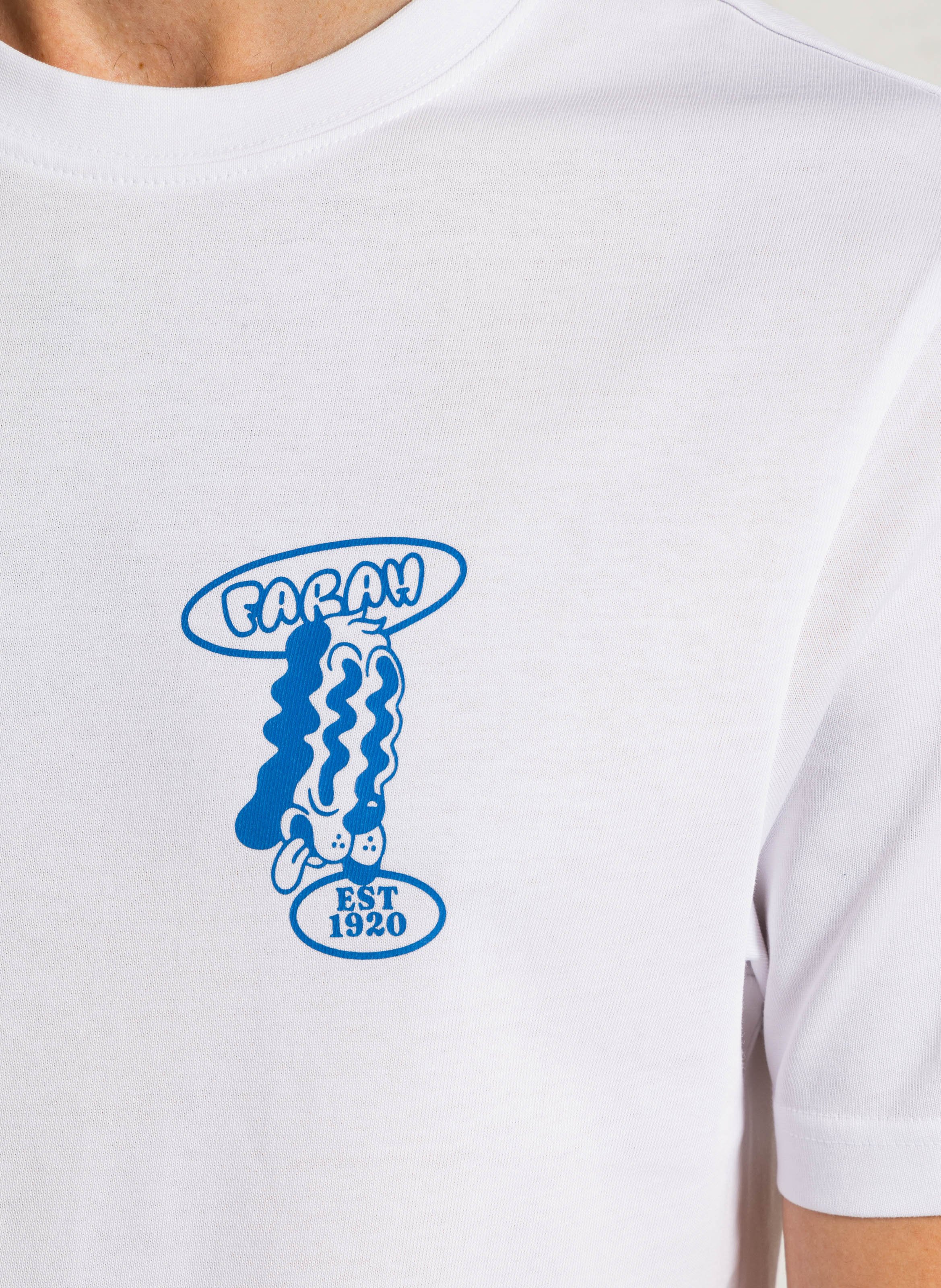 Tee-shirt droit col rond en coton bio FARAH Blanc