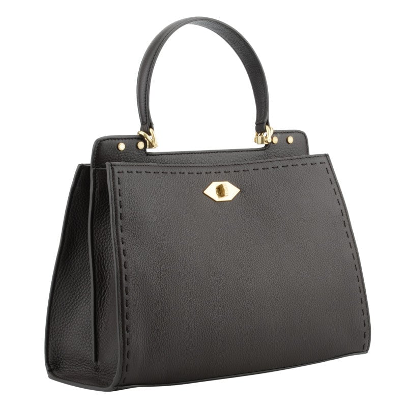 Calfskin leather handbag POURCHET Brown