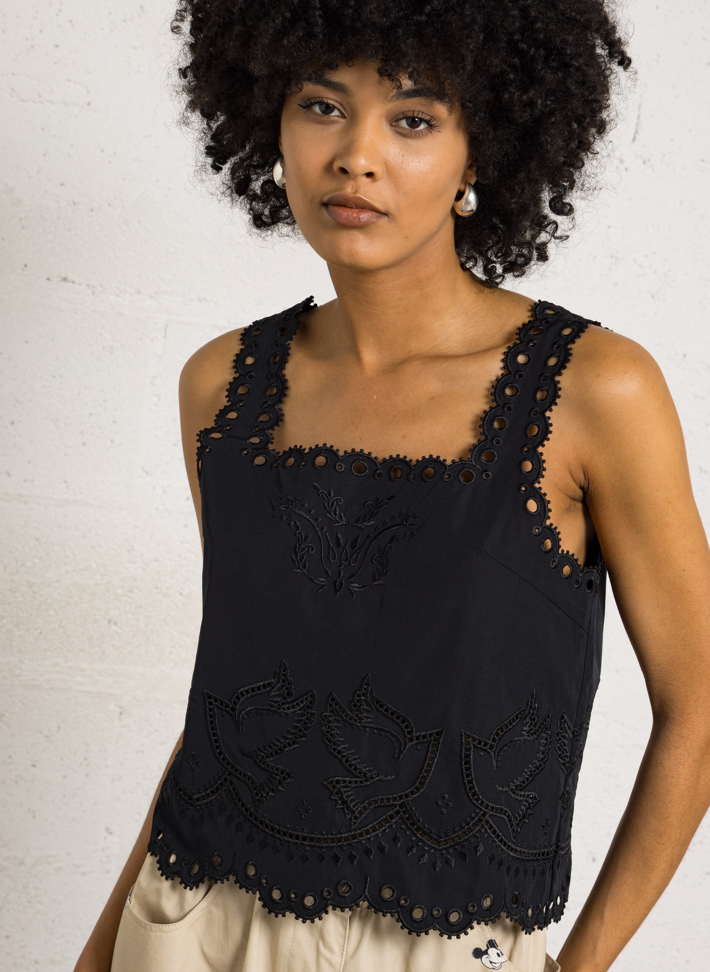 Sleeveless embroidered top BERENICE